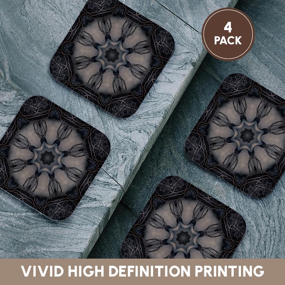 3D Rose Set of 4 Soft Absorbent Coasters - Multi-Color Drink Coasters for Coffee, Tea & Beverages - Perfect for Home, Office & Kitchen Use