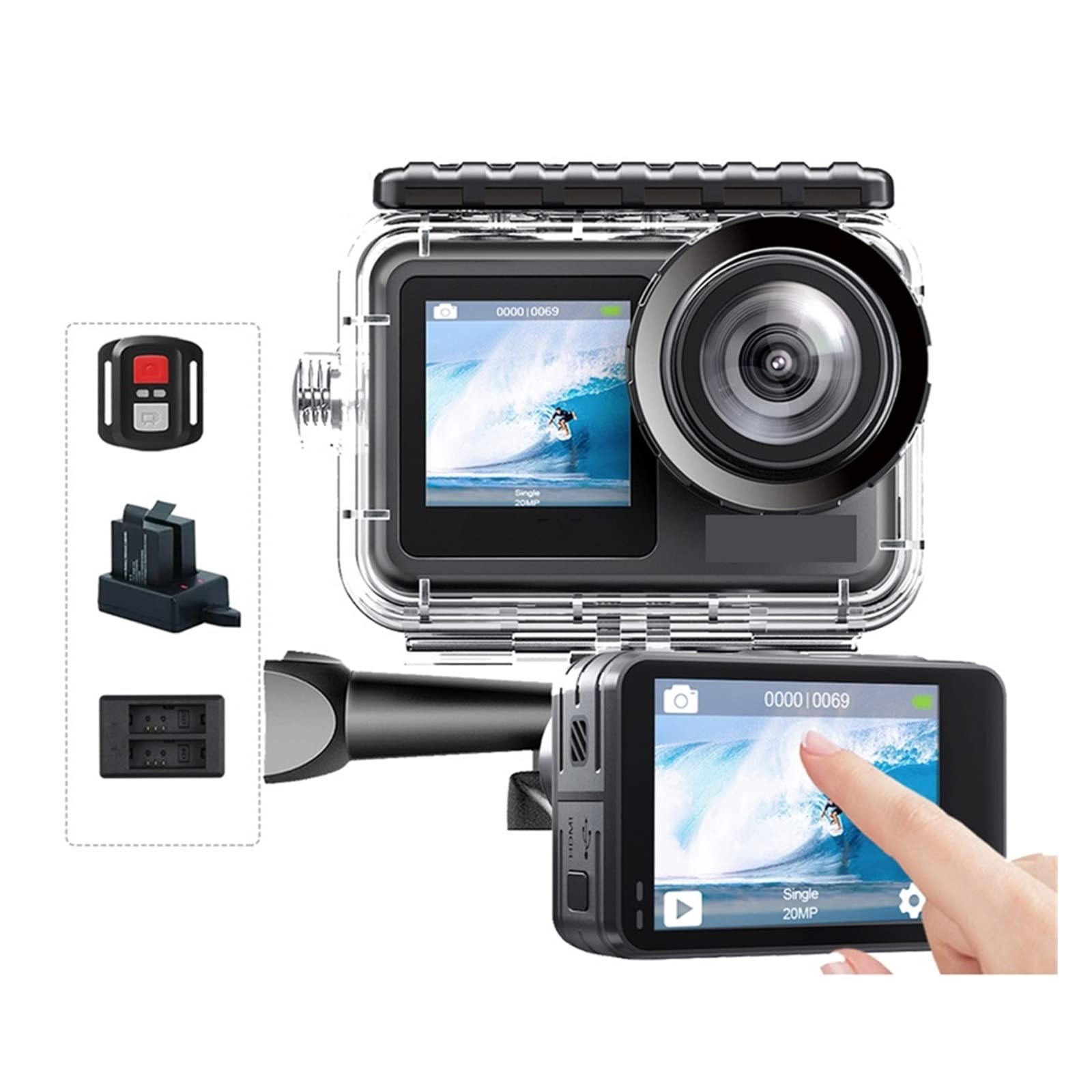 BODORME Brave 7 LE 4K30FPS Action Camera - 20MP Waterproof Sports Camera with Touch Screen, EIS 2.0 Stabilization & Remote Control - Perfect for Vlogging, Underwater Adventures, and Extreme Sports Recording
