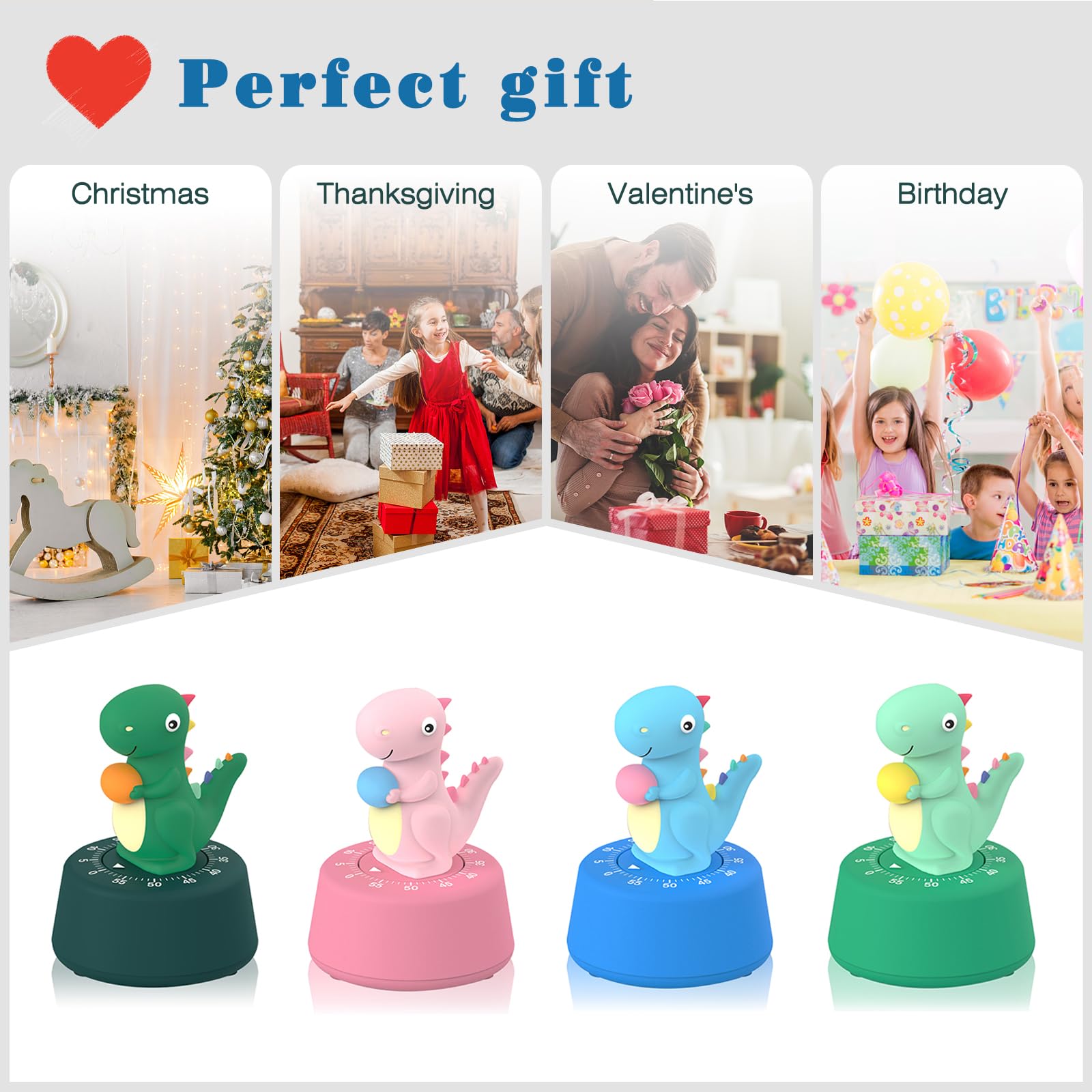 60 Minute Mechanical Kitchen Timer - Cute Dinosaur Egg Timer for Cooking, Baking, Kids & Classroom | Wind Up Analog Timer for Sports, Reading & Study | Dark Green Home & Kitchen Essential