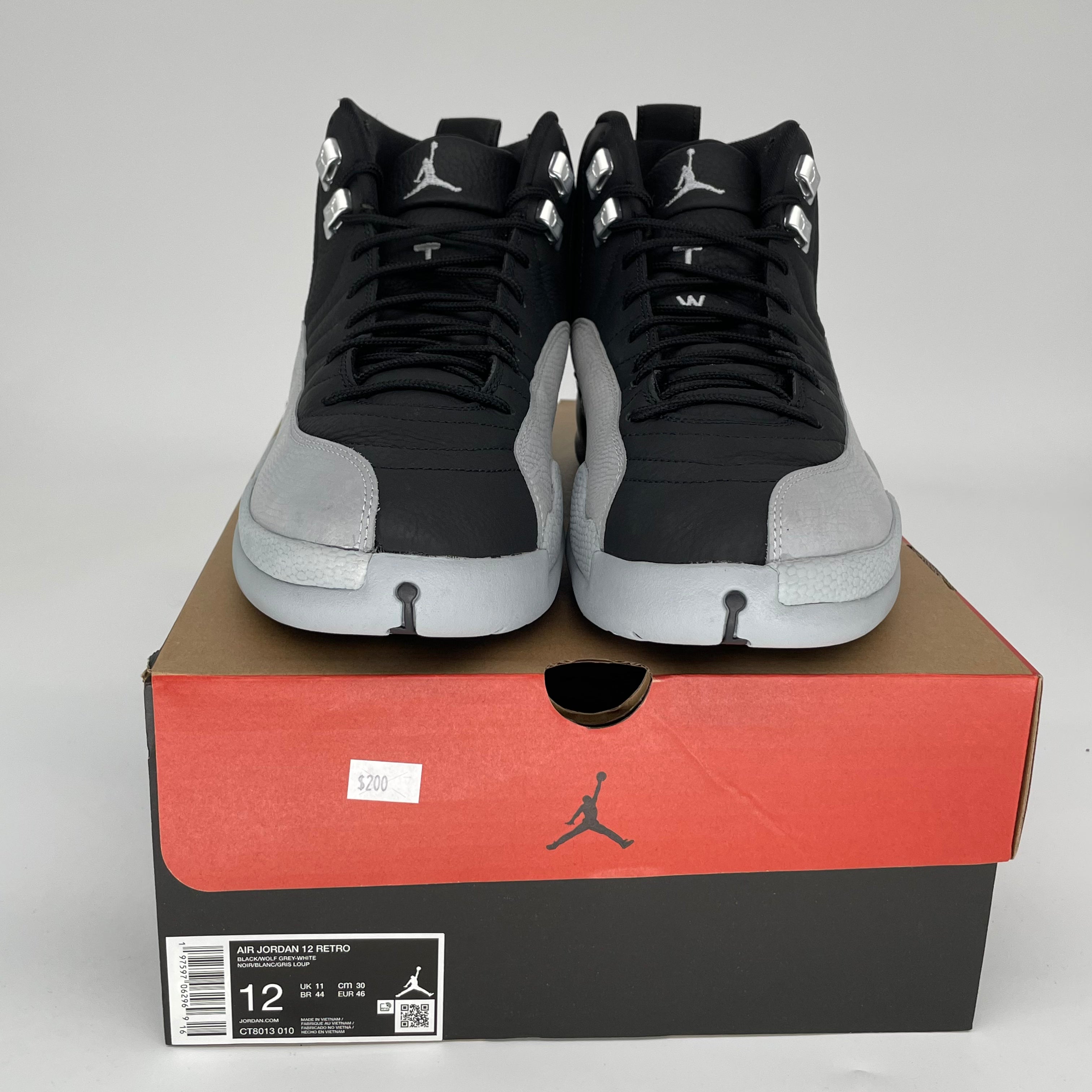AIR JORDAN 12 BARONS Men's Basketball Shoes Size 12 - Black/White/Gym Red (CT8013-010) | Retro Sneakers for Streetwear & Basketball Games