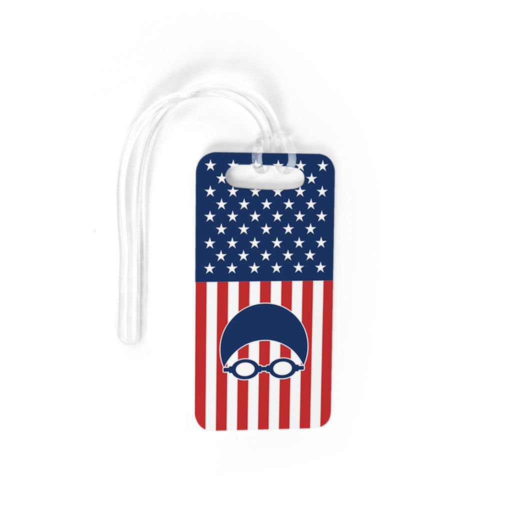 ChalkTalkSPORTS Swimming Luggage Tag & Bag Tag for USA Swim Teams - Standard Lines on Back - Perfect for Swim Meets, Travel & Gear Identification