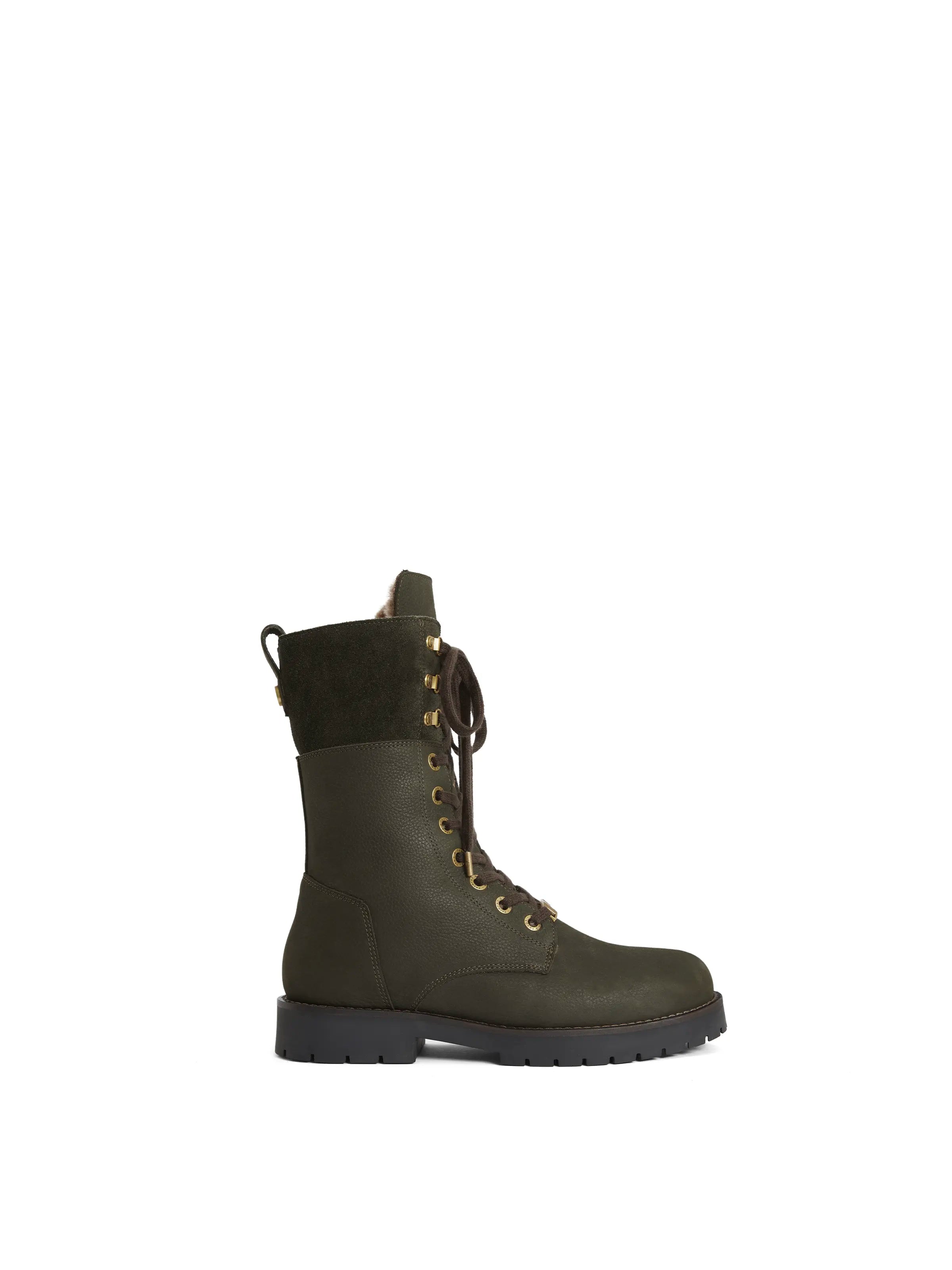 Shearling Lined Anglesey Boots - Moss Green Nubuck Leather Winter Boots for Women | Warm & Stylish for Cold Weather, Outdoor Activities, and Casual Wear