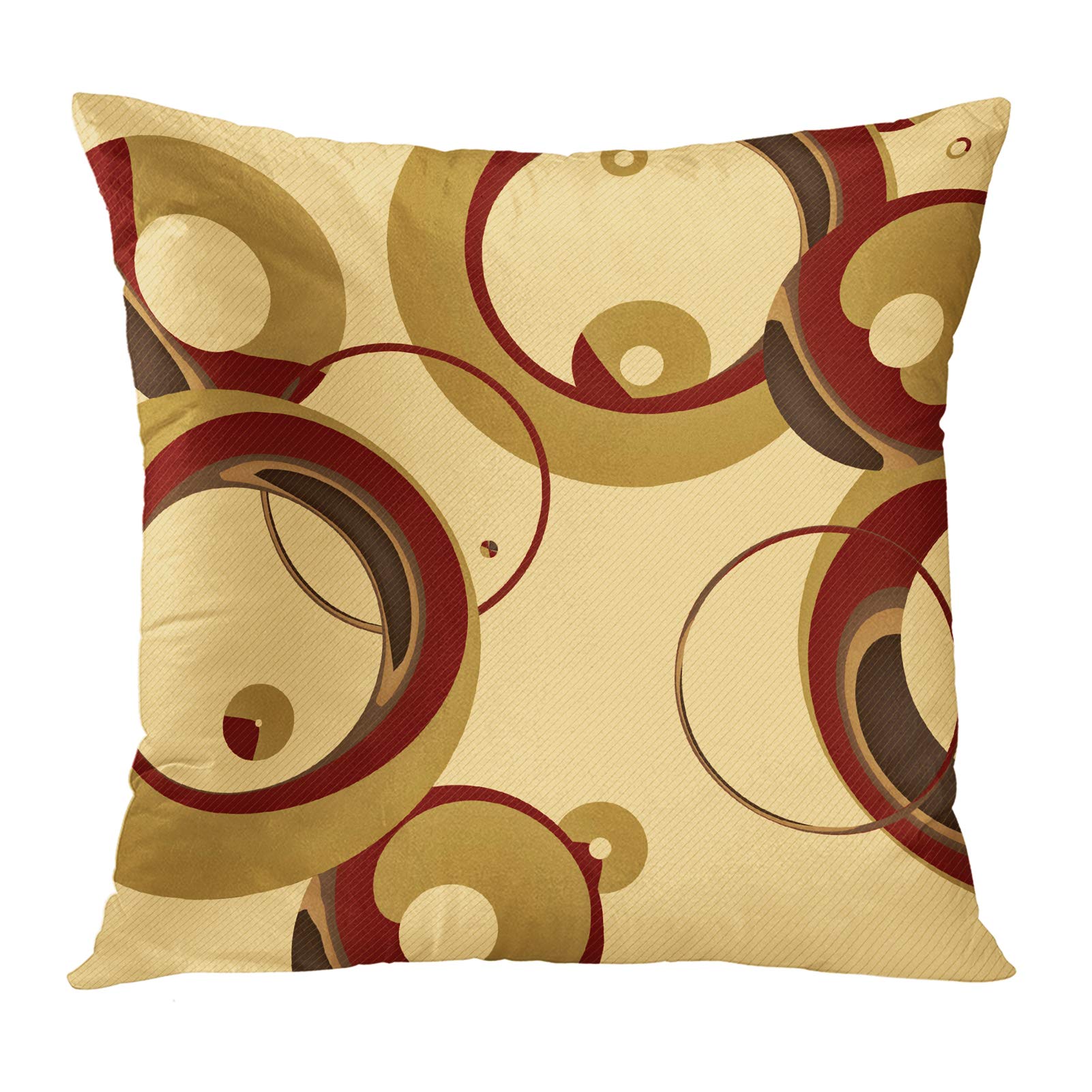 Emvency 18x18 Inch Decorative Throw Pillow Cover - Modern Colorful Circle & Bubble Design in Tan - Square Pillow Case for Sofa, Bed, Living Room Home Decor