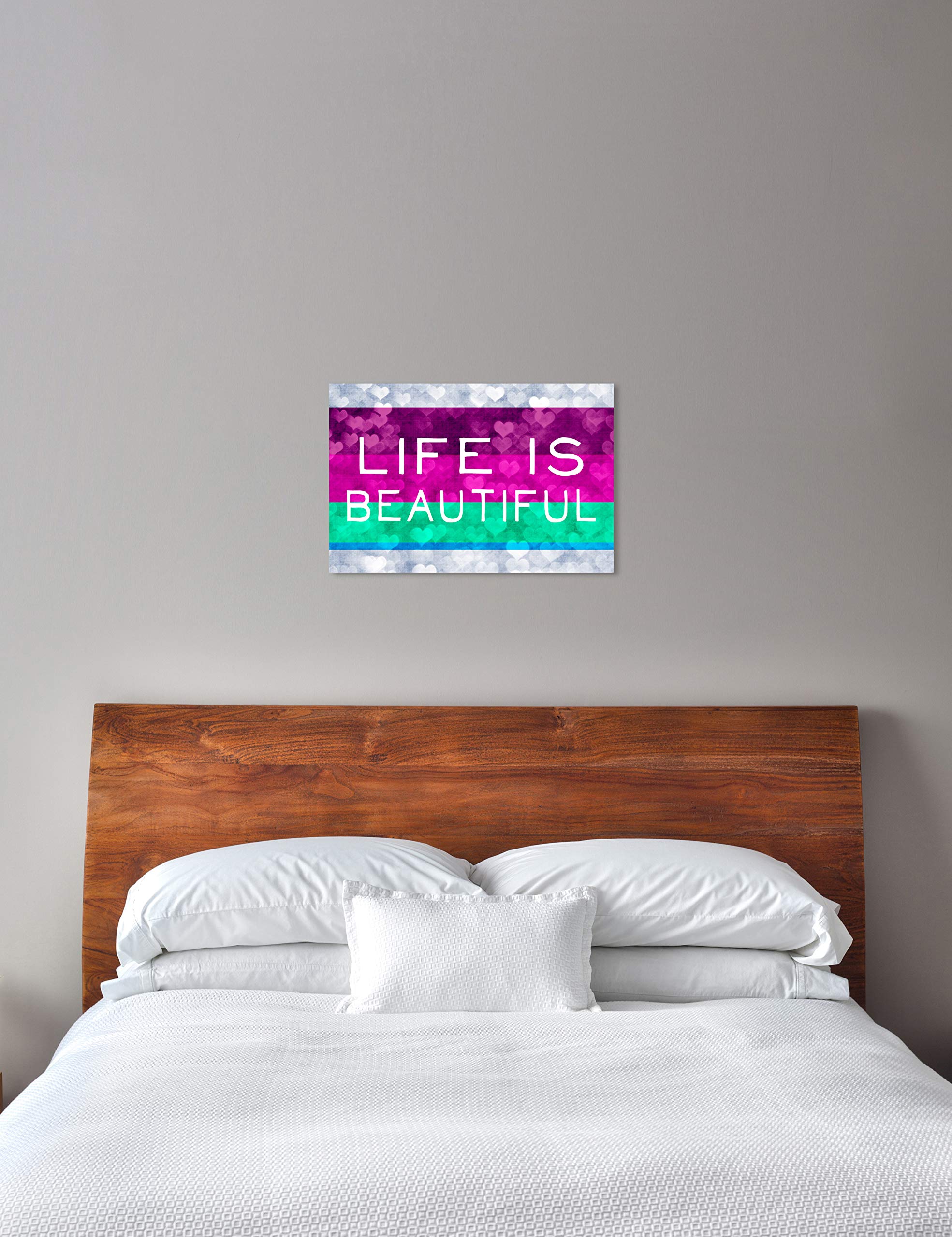 Beautiful Stripes Typography Wall Art Canvas Print - 30x20 Inches Purple & Green Home Decor by Oliver Gal Artist Co. | Perfect for Living Room, Bedroom & Office Decor