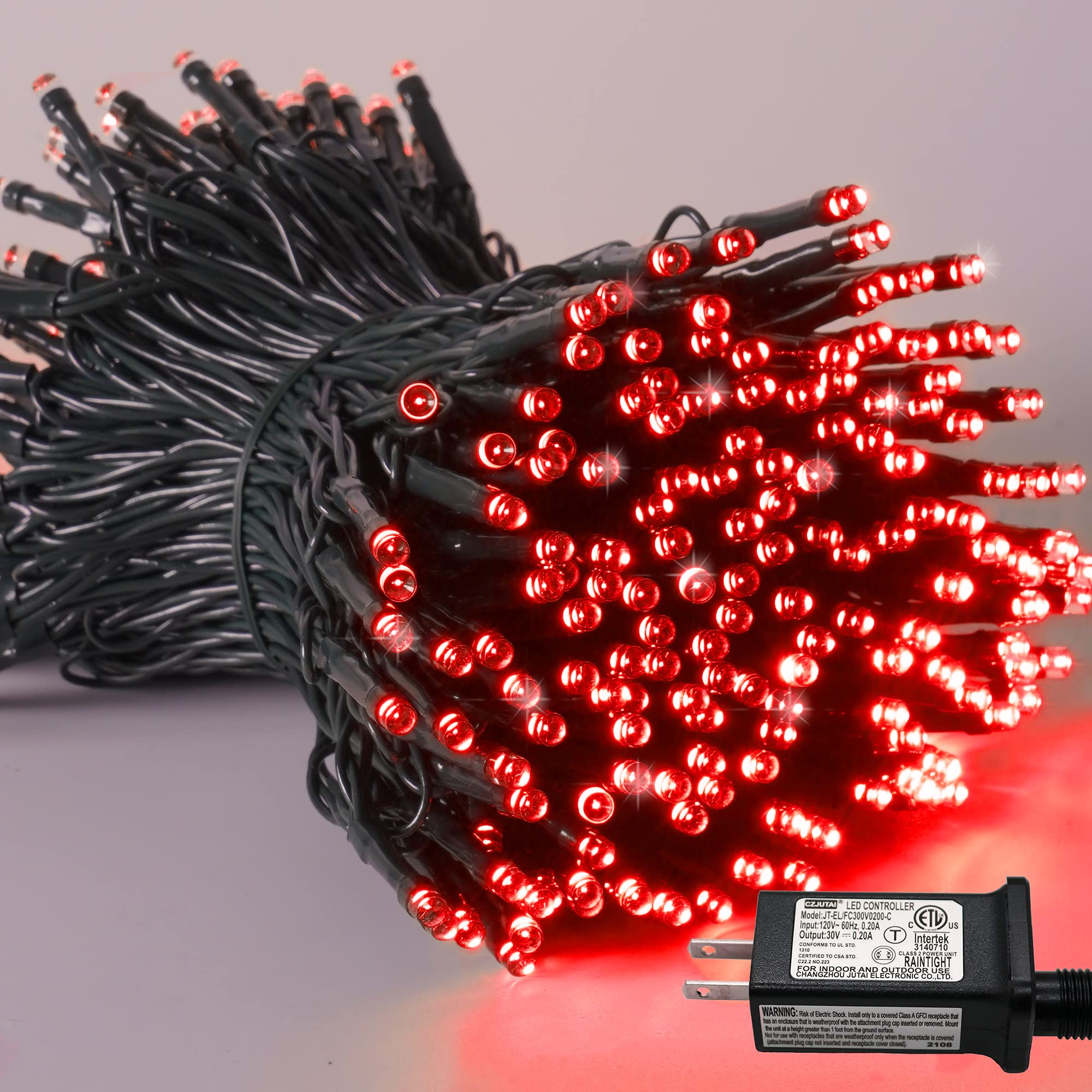 200 LED Red Christmas Lights Outdoor Waterproof - 66ft Green Wire String Lights for Tree & Home Decor