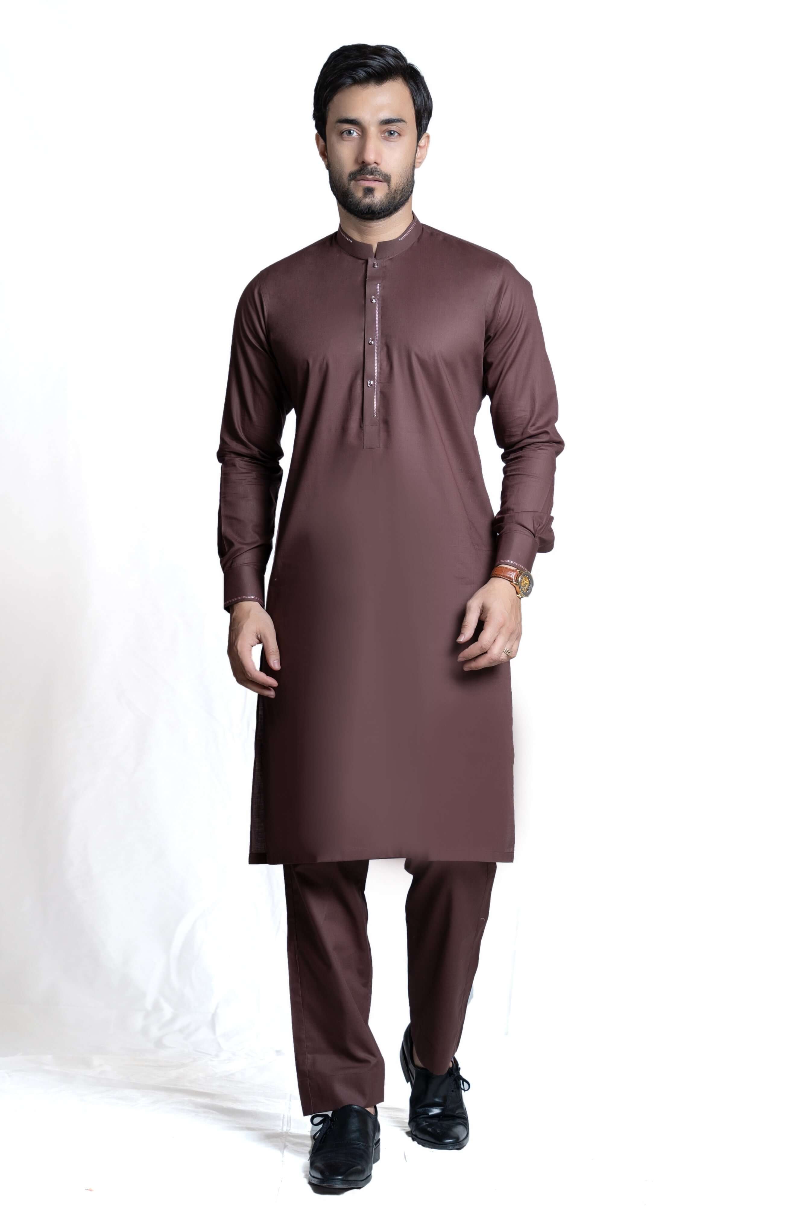 Premium Viscose Cotton Dark Brown Kurta & Pants Set for Men - Comfortable Traditional Indian Outfit for Festivals, Weddings & Casual Wear