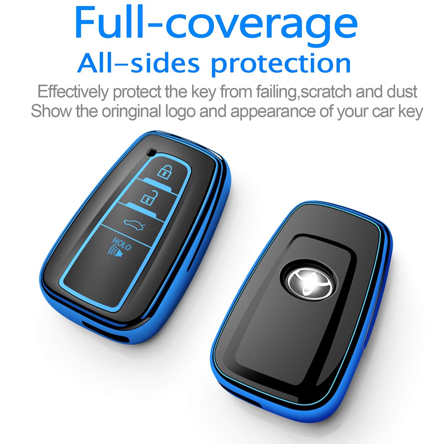 Premium Leather Keychain & Soft TPU Key Fob Cover Protector for Toyota - Durable Car Remote Case with Anti-Scratch Protection (Perfect for Daily Use & Travel Accessories)