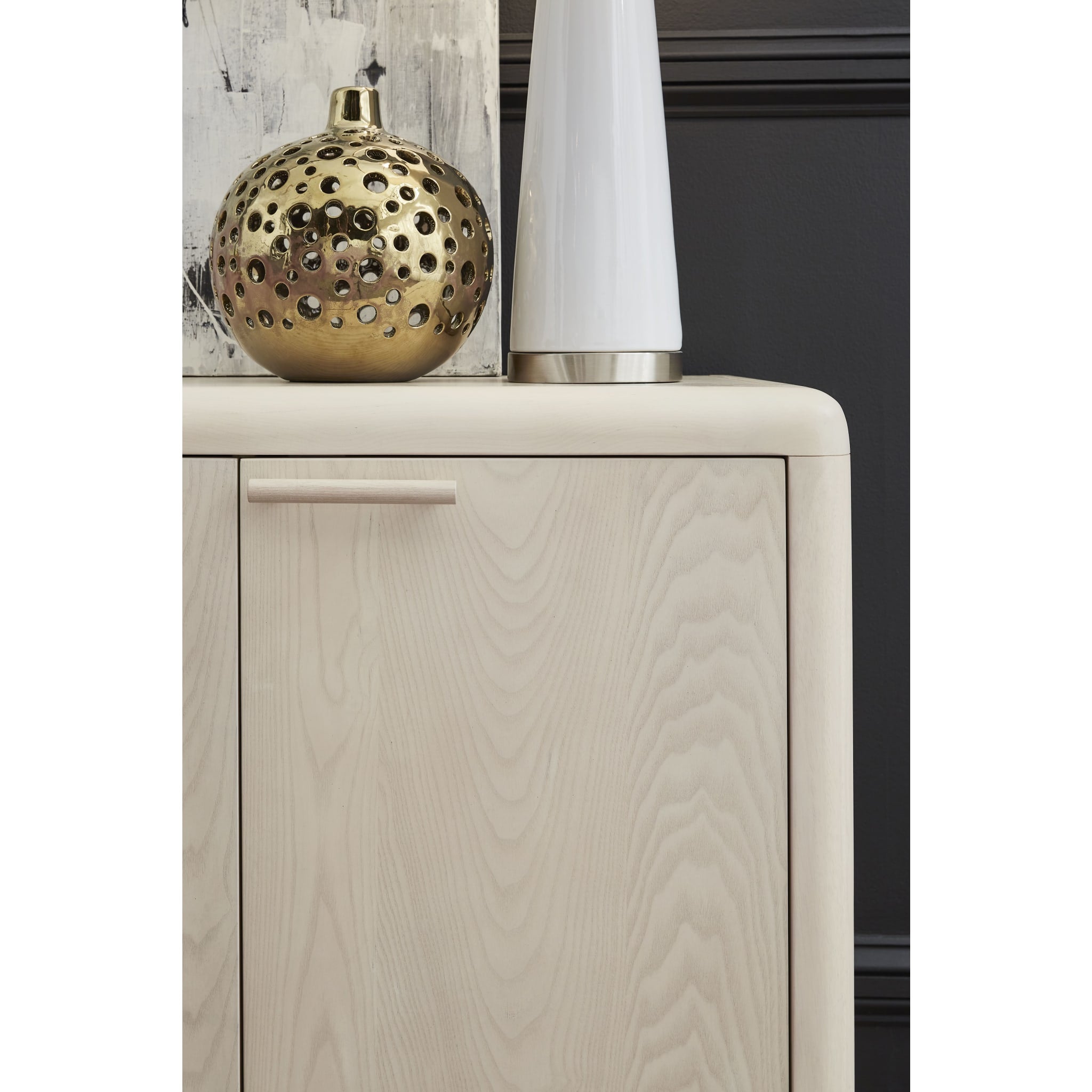 Liv Four Door Ash Wood Sideboard in White Sand - Modern Buffet Cabinet for Dining Room, Living Room & Entryway Storage