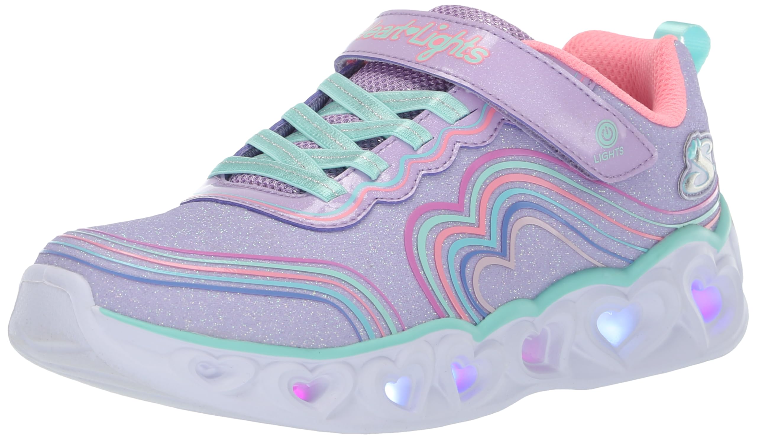 Skechers Kids' Heart Lights Sneakers - Light Up Shoes with Retro Heart Design for Girls & Boys | Perfect for School, Play & Nighttime Safety