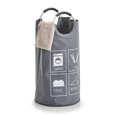 Foldable Laundry Hamper with Sturdy Handles - Breathable Polyester Fabric - Grey - Perfect for Bedroom, Bathroom, or Dorm Organization