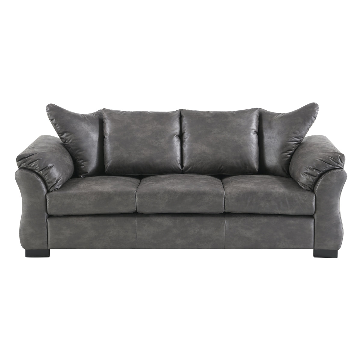 Charcoal Microfiber Sofa with Reversible Cushions & Flared Arms - Modern Living Room Furniture for Small Spaces & Apartments