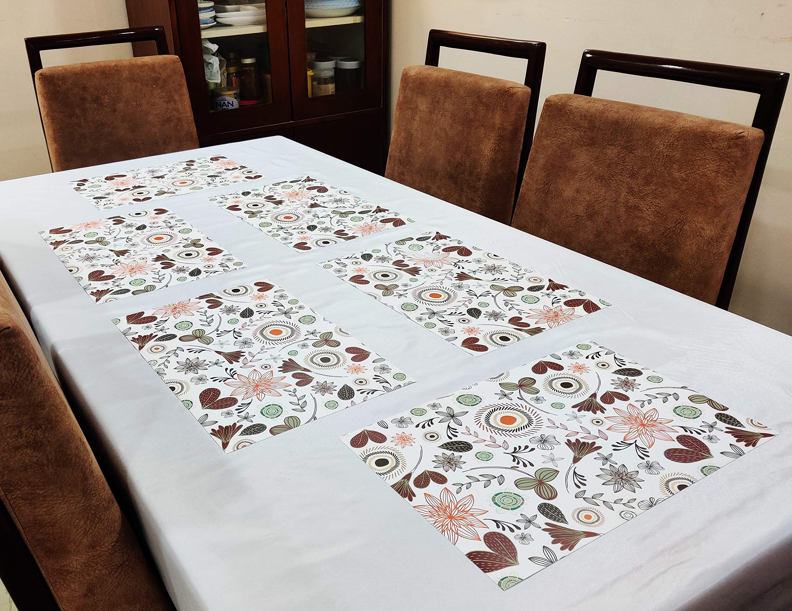 Premium PVC Multicolor Dining Table Mats Set of 8 - Waterproof, Non-Slip, Heat Resistant Placemats for Kitchen, Dining Room, Office & Outdoor Use