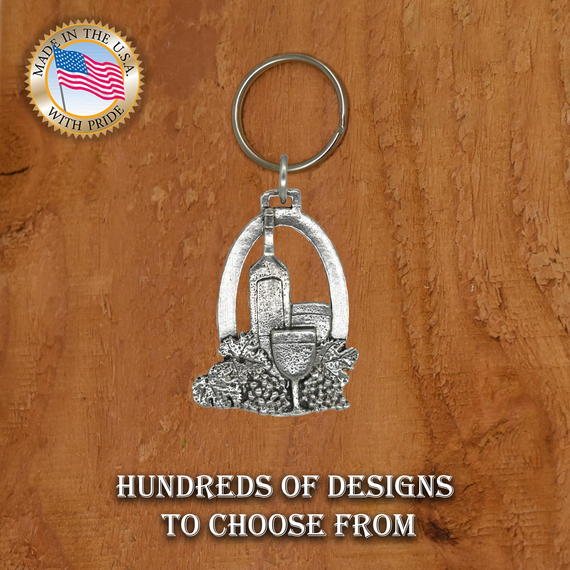 Handmade Pewter Wine Bottle Keychain - 2
