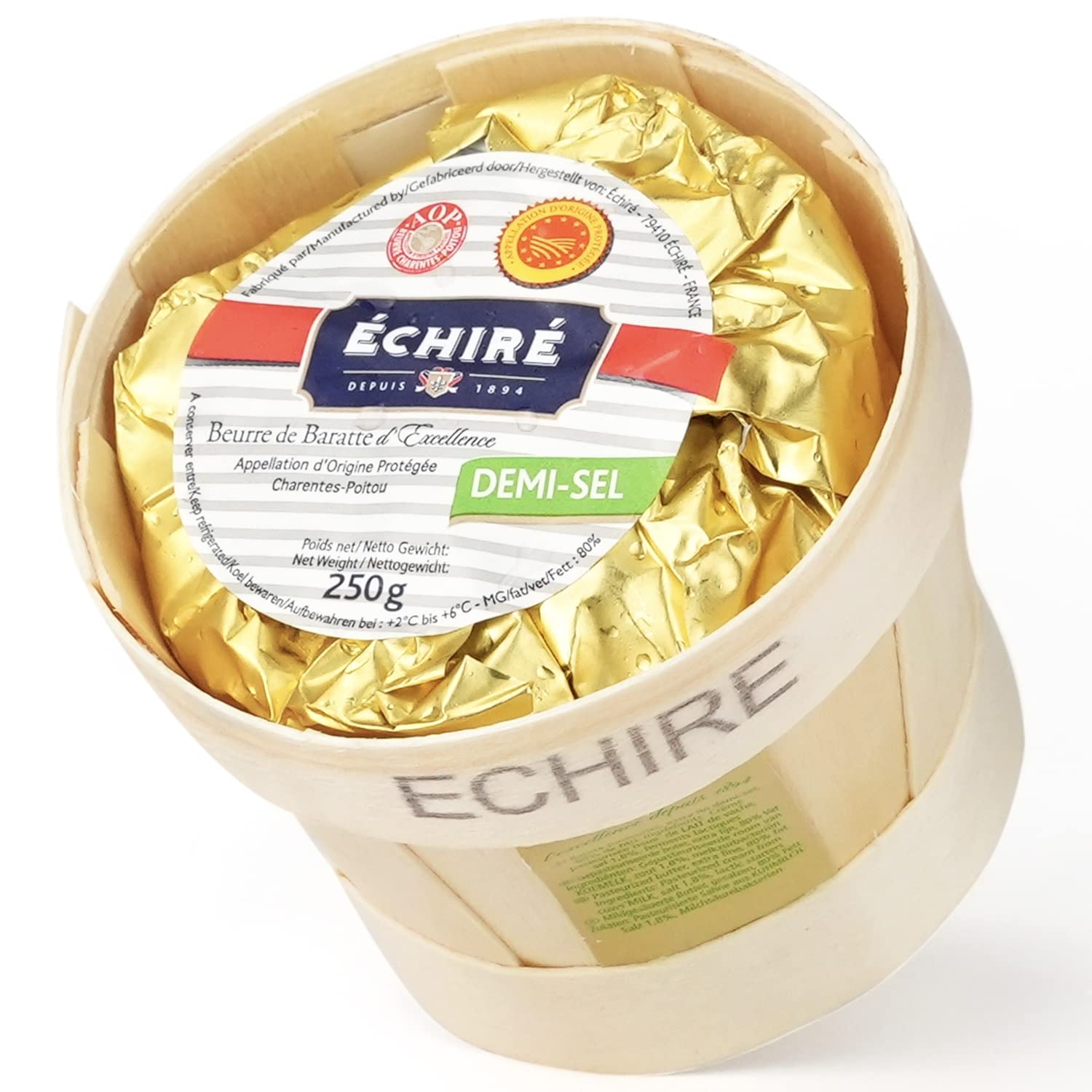 Echire AOC Salted French Butter in Basket - 8.8 oz / 250 g (Pack of 2) - Premium Artisanal Butter for Baking, Cooking & Gourmet Recipes - Overnight Shipping Guaranteed