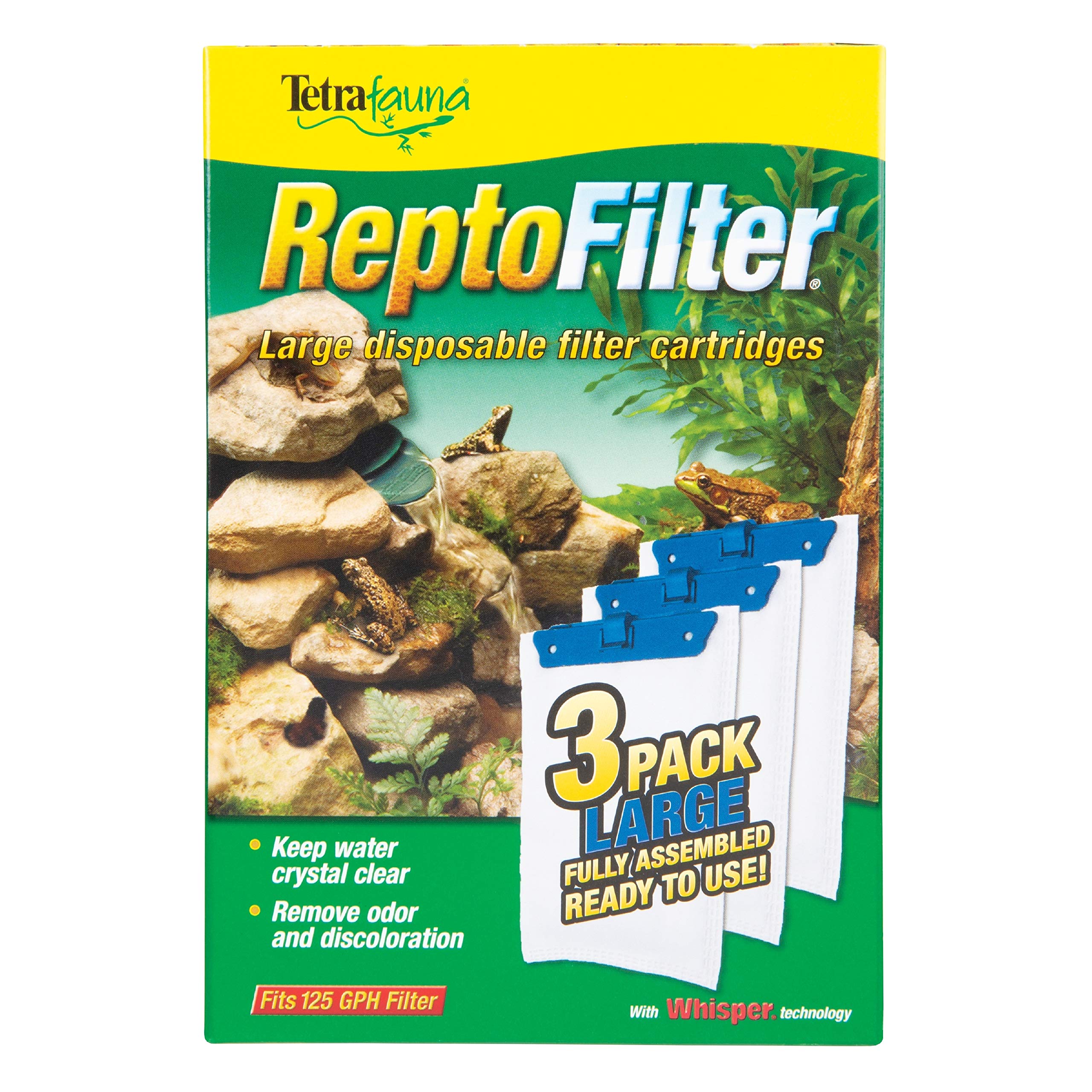 TetraFauna ReptoFilter Medium Filter Cartridge Refills 3-Pack – Replacement Filter for Reptile Tanks & Terrariums – Ideal for Aquatic Turtles, Lizards & Amphibians