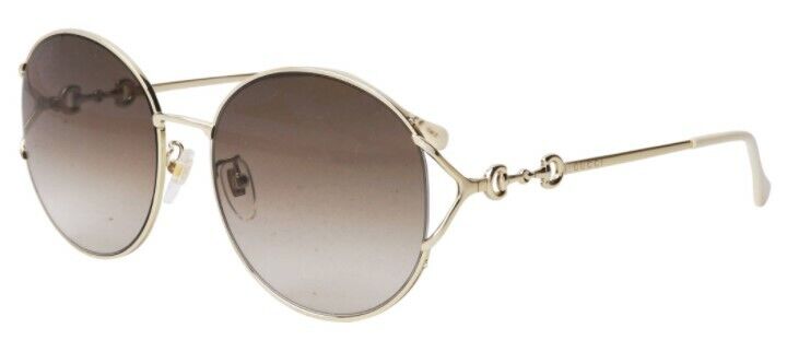 Gucci GG 1017SK 003 Gradient Gold/Brown Oversized Metal Round Women's Sunglasses - UV Protection Fashion Shades for Women, Perfect for Beach, Driving & Outdoor Activities