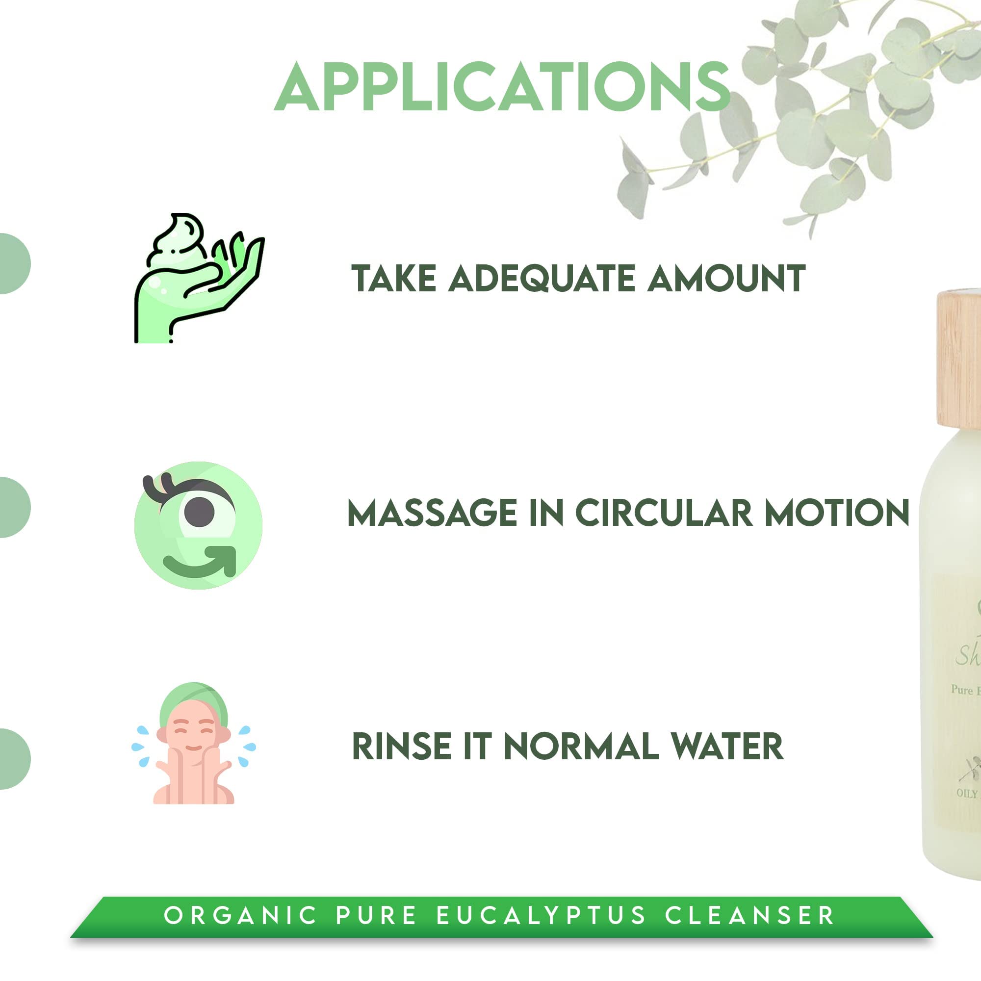 Organic Pure Eucalyptus Facial Cleanser - Hydrating & Antibacterial Acne Treatment for Normal to Oily Skin (89ml) - Gentle Daily Face Wash for Clear, Balanced Skin at Home or Travel