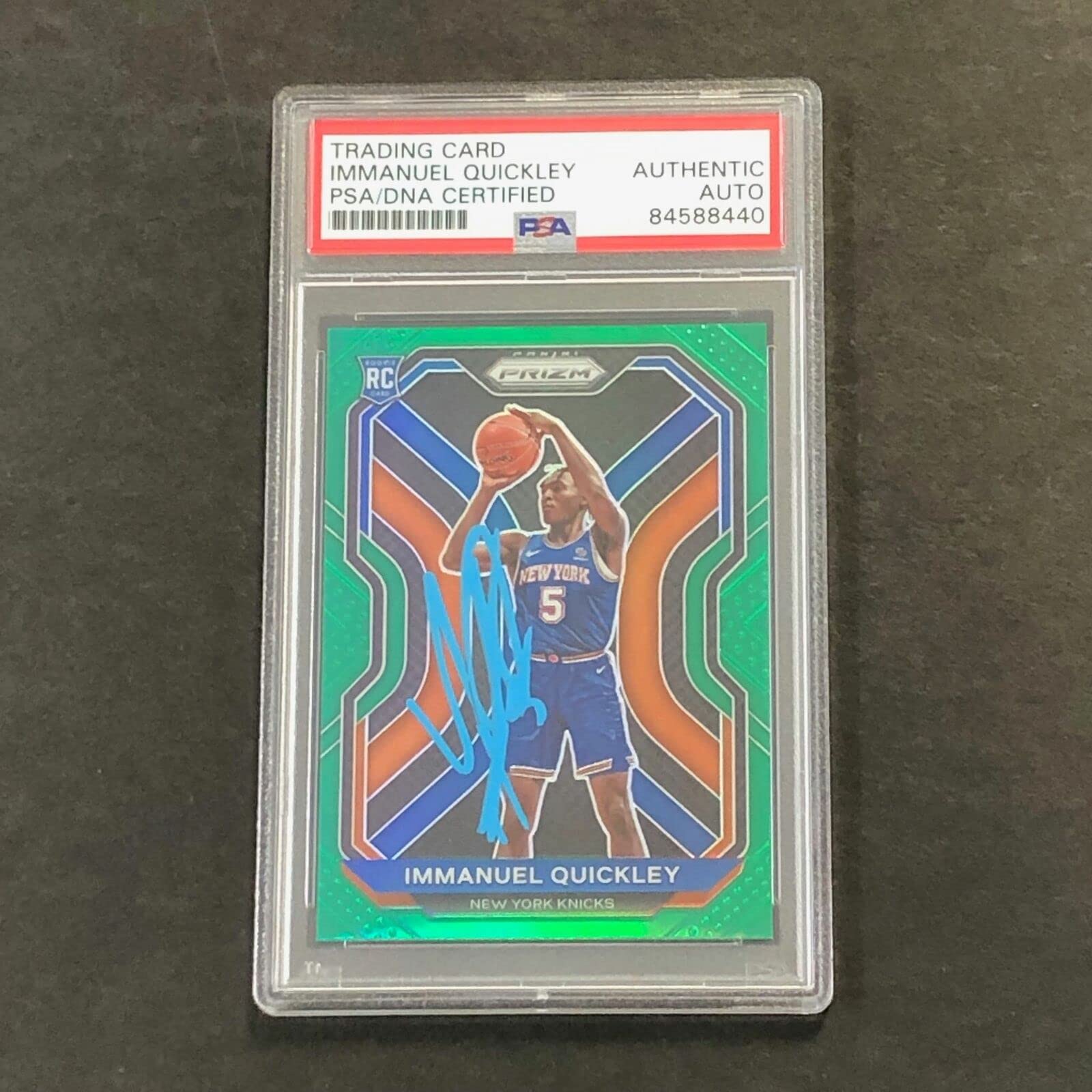2020-21 Panini Prizm Green #296 Immanuel Quickley Signed Autograph Basketball Card - PSA Certified Slabbed - NBA Collectible for Fans & Investors - Perfect for Display, Trading, and Memorabilia Collections