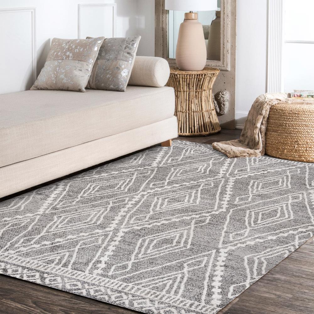 Handmade Moroccan Style Diamond Area Rug - Boho Chic Living Room Decor, Bedroom Carpet, Non-Slip Floor Mat for Home & Office