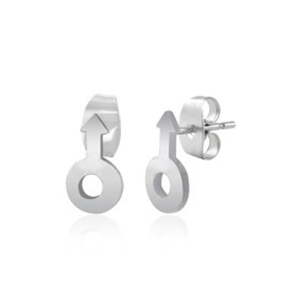 Men's Mars Symbol Cut-Out Gay Pride Stud Earrings - LGBT Rainbow Jewelry for Gay Men | Perfect for Pride Parades, LGBTQ+ Events & Gifts