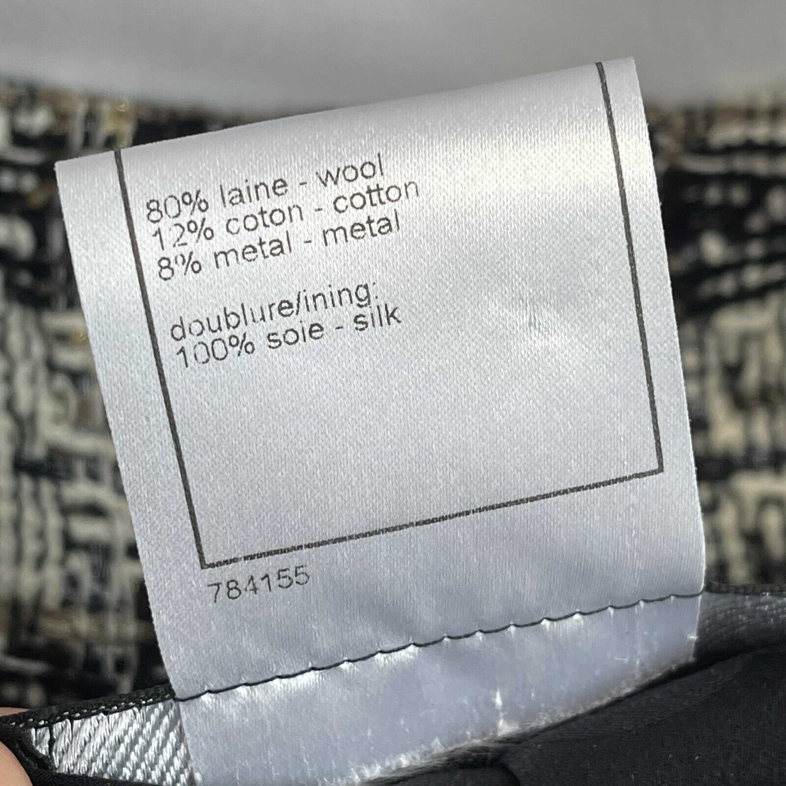 Chanel 08A Tweed Checked Metallic Blazer Jacket for Women - White & Black - Size US 14 (46) - Luxury Fashion Outerwear for Office, Parties & Special Occasions