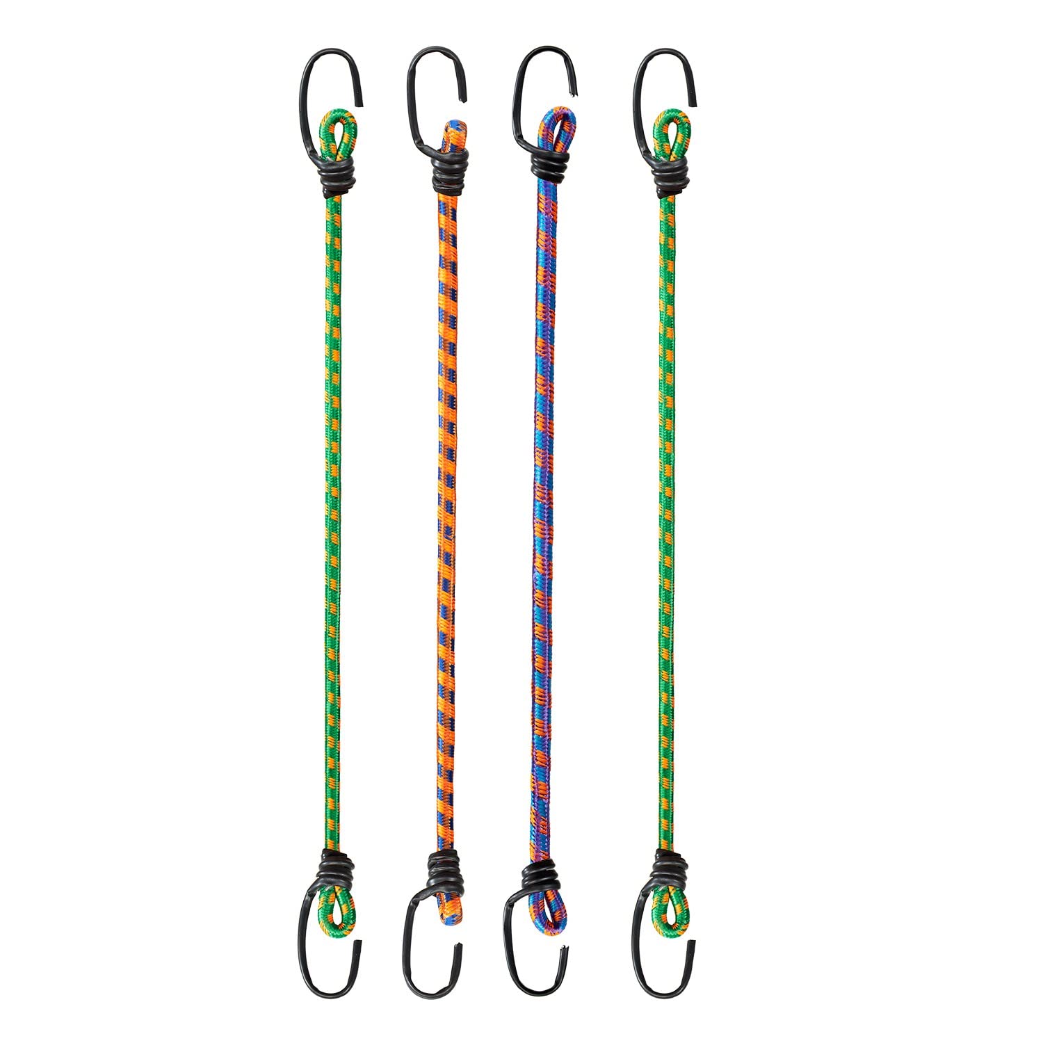 **Aqbah Heavy-Duty Elastic Bungee Cords with Hooks - 4FT Set of 4 for Motorcycle, Luggage, Camping & Outdoor Gear (Multicolor) - Secure Straps for Travel, Sports & Storage**