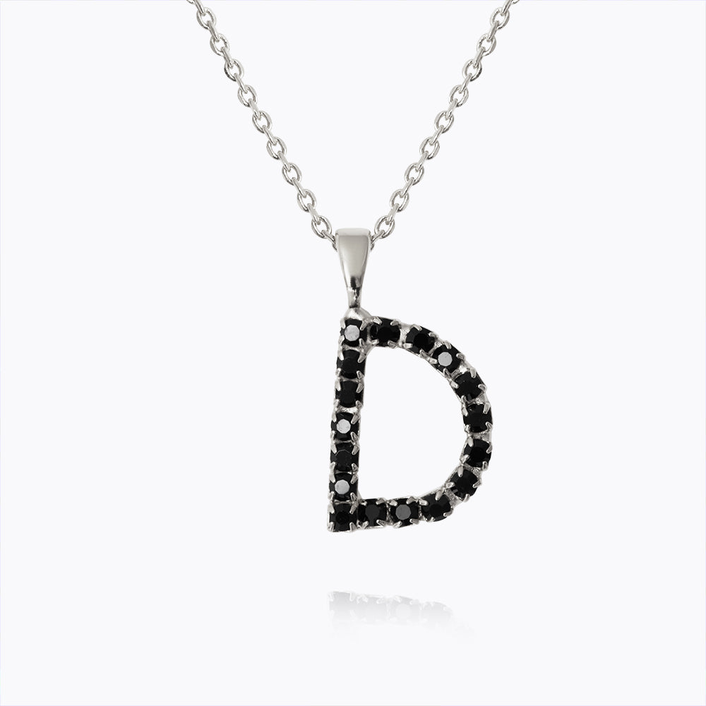 Mini Letter D Necklace in Black - Personalized Initial Jewelry for Women, Gift for Her, Everyday Wear & Special Occasions