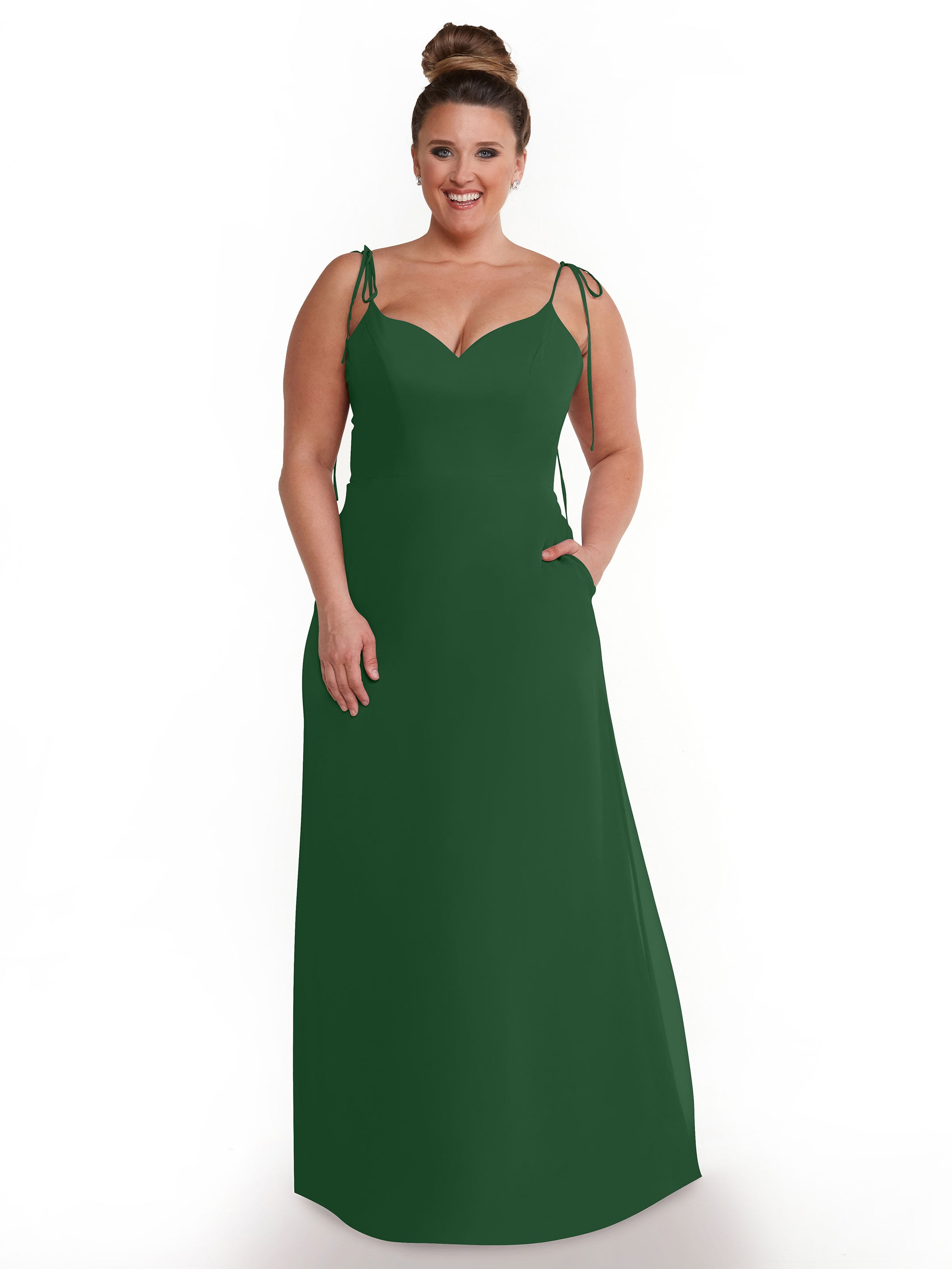 Elegant 80144 Chiffon A-Line Bridesmaid Dress with V-Neck & Spaghetti Straps - Perfect for Weddings, Formal Events & Special Occasions