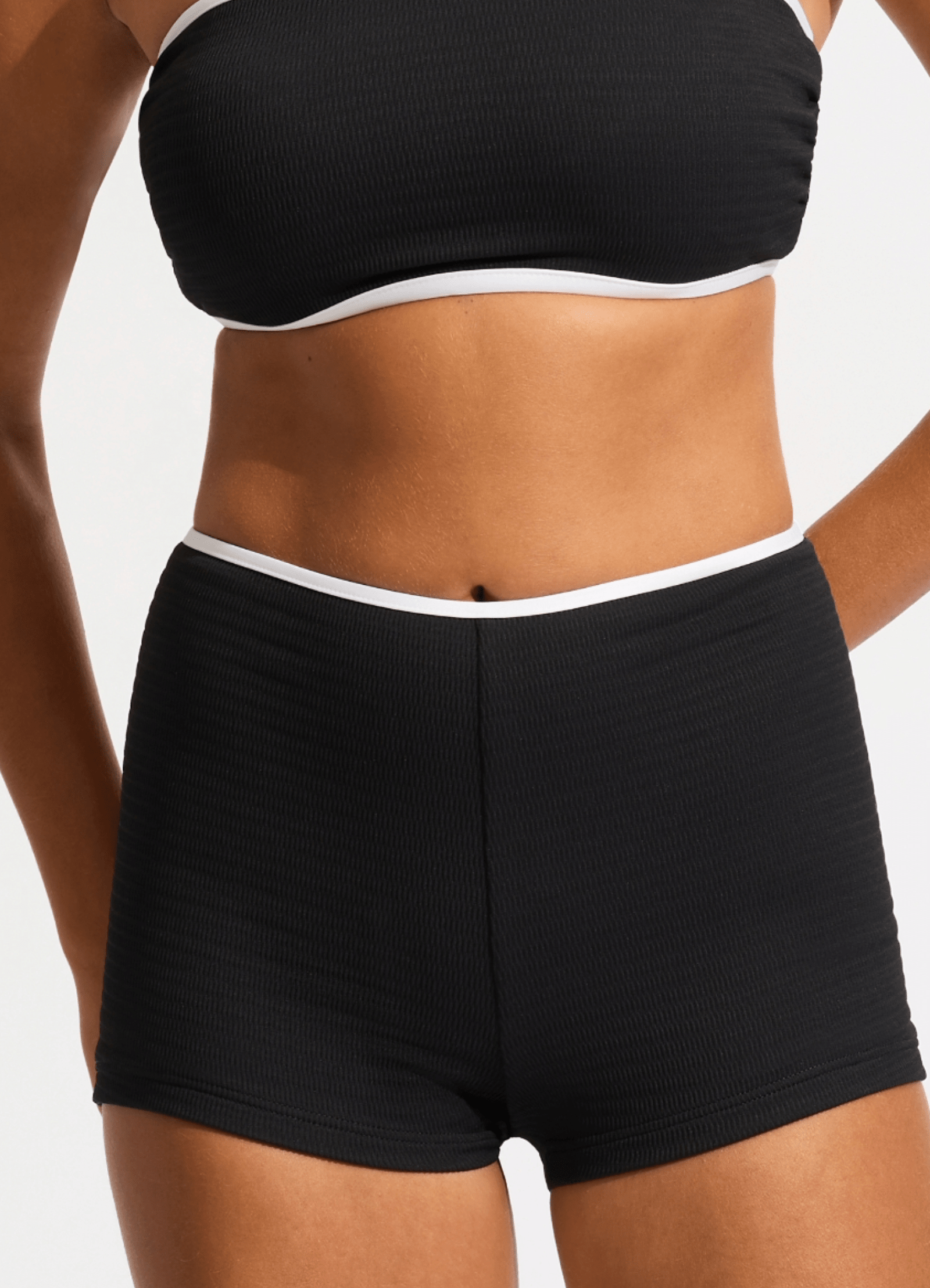 Black High Waisted Boyleg Bikini Bottom for Women - Comfortable Swimwear for Beach, Pool & Vacation