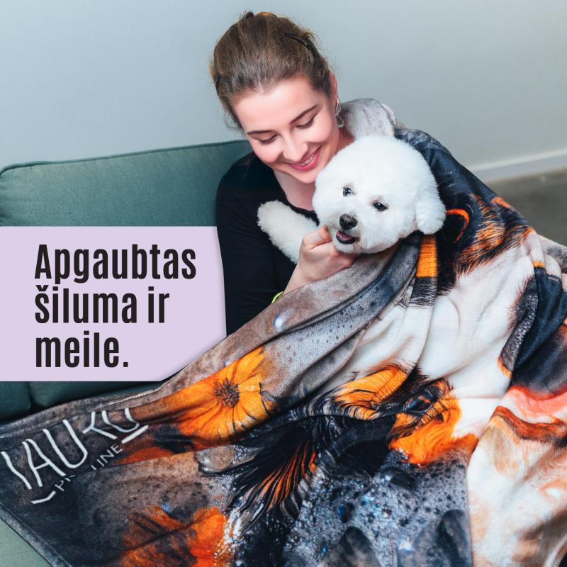 Tauro Pro Line Soft Blanket with Australian Shepherd Applique - Multicolor Cozy Throw for Home, Bed, Couch & Outdoor Use