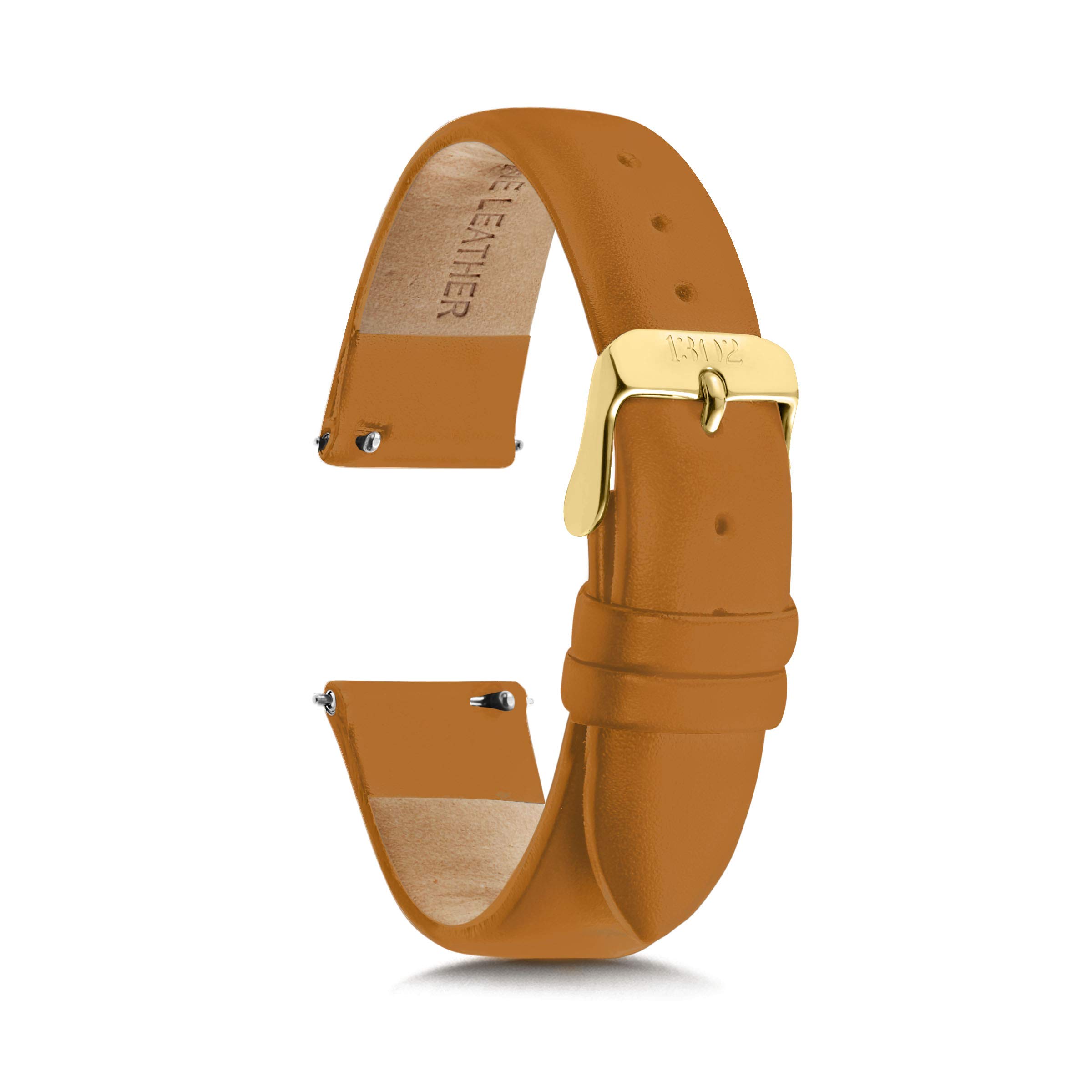 Black Leather Watch Band 18mm 20mm 22mm - Quick Release & Interchangeable for Men & Women