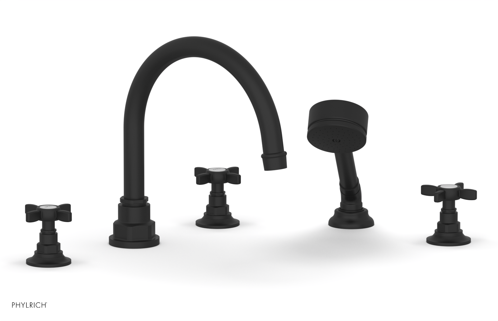 Jamestown Deck Tub Set with Hand Shower - Cross Handles 165 48 - Outdoor/Indoor Freestanding Bathtub for Patio, Garden, or Bathroom Relaxation