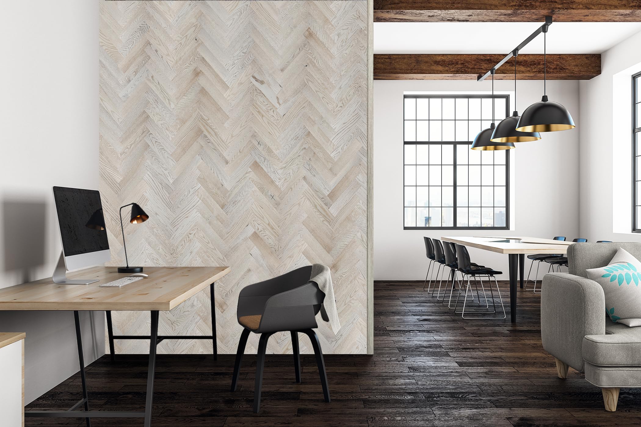 Timberchic Wooden Wall Planks - Peel & Stick Wall Paneling for DIY Accent Wall - Rustic Herringbone Pattern (3