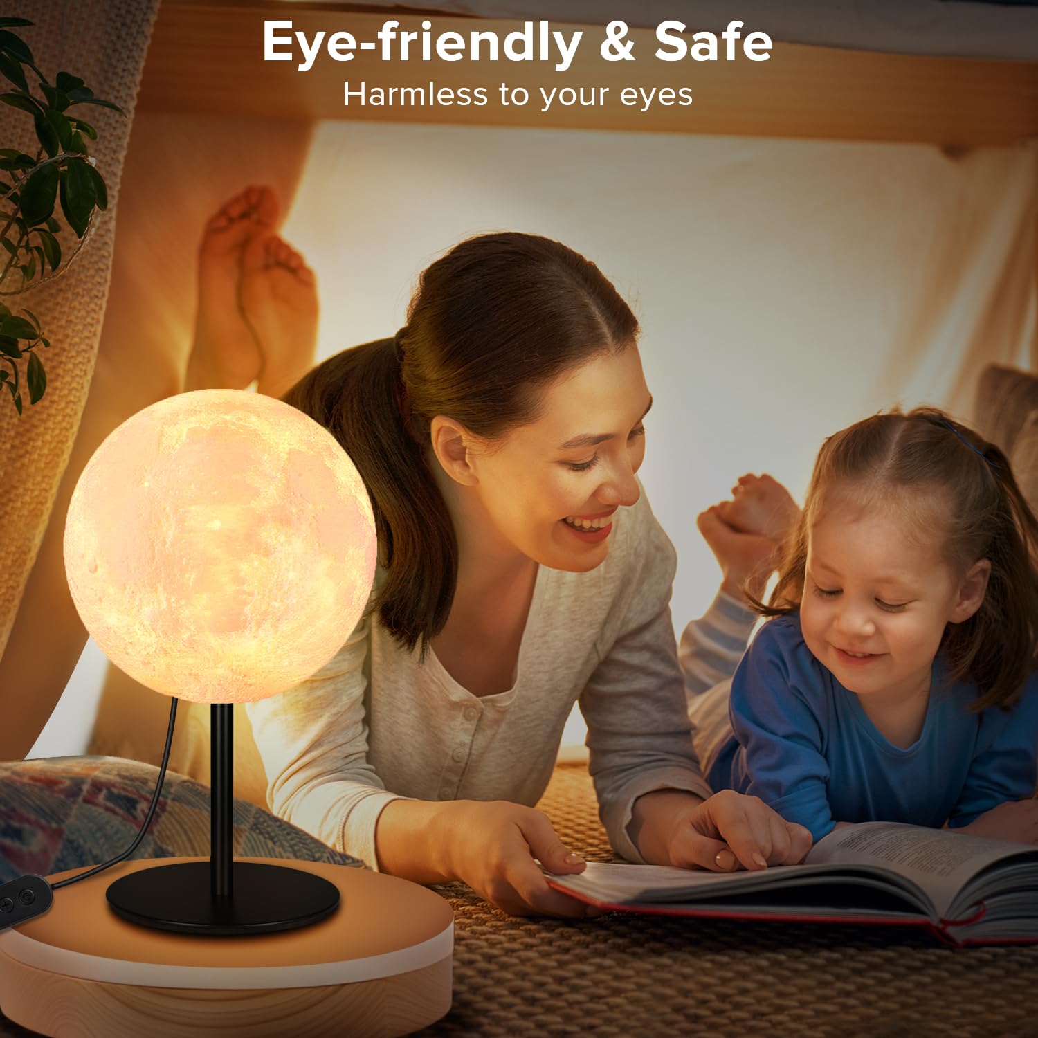 Dimmable Moon Lamp Night Light - 30 Lighting Modes, USB Rechargeable Bedside Table Lamp for Bedroom, Kids Room, Office & Dorm Decor | Perfect Gift for Women, Men, Teens Birthday & Home Decoration | Creates Romantic Ambiance for Bedtime Reading & Relaxation