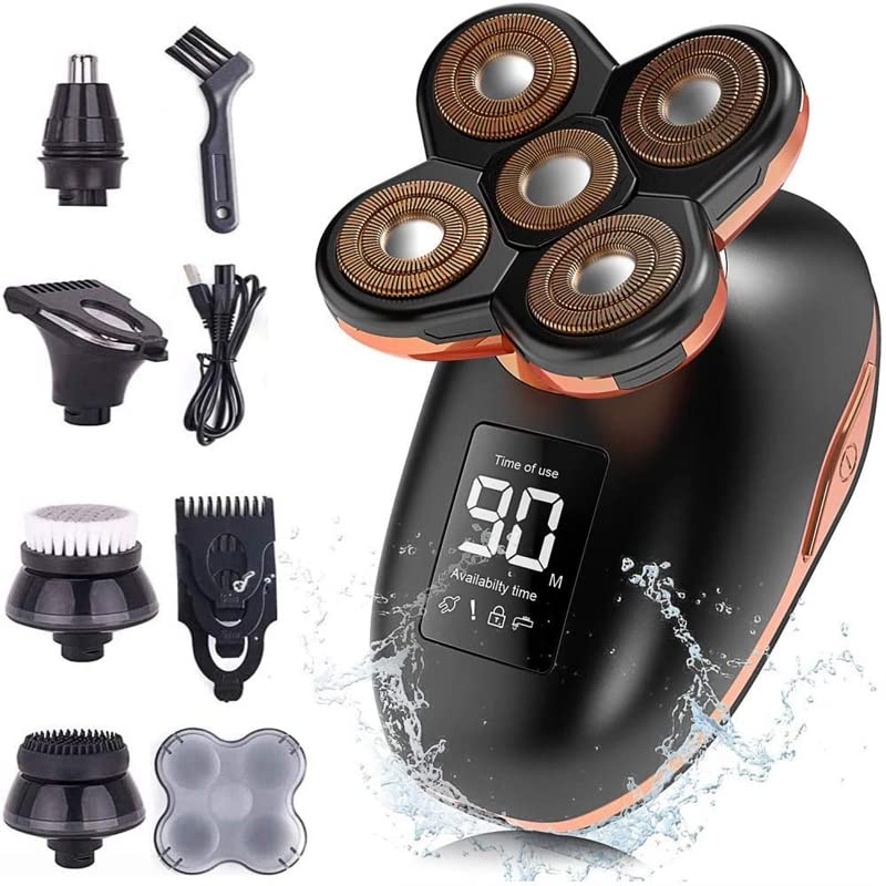 5D Floating Electric Razor for Men - USB Rechargeable Wet/Dry Shaver with Beard Trimmer, LED Display & Grooming Kit | Perfect for Travel, Home Use & Bald Head Shaving