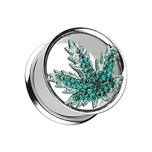 Pot Leaf Multi-Sprinkle Dot Ear Gauge Tunnel Plug - Unique Bohemian Jewelry for Stretching - Perfect for Music Festivals & Alternative Fashion