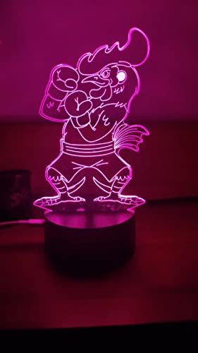 Xdorra 3D USB Rooster Boxer Lamp - Color Changing LED Night Light for Bedroom Decor, Unique Trump Chicken Themed Gift for Zodiac Rooster Men & Women | Perfect for Home Office, Birthday Present, Feng Shui Decor