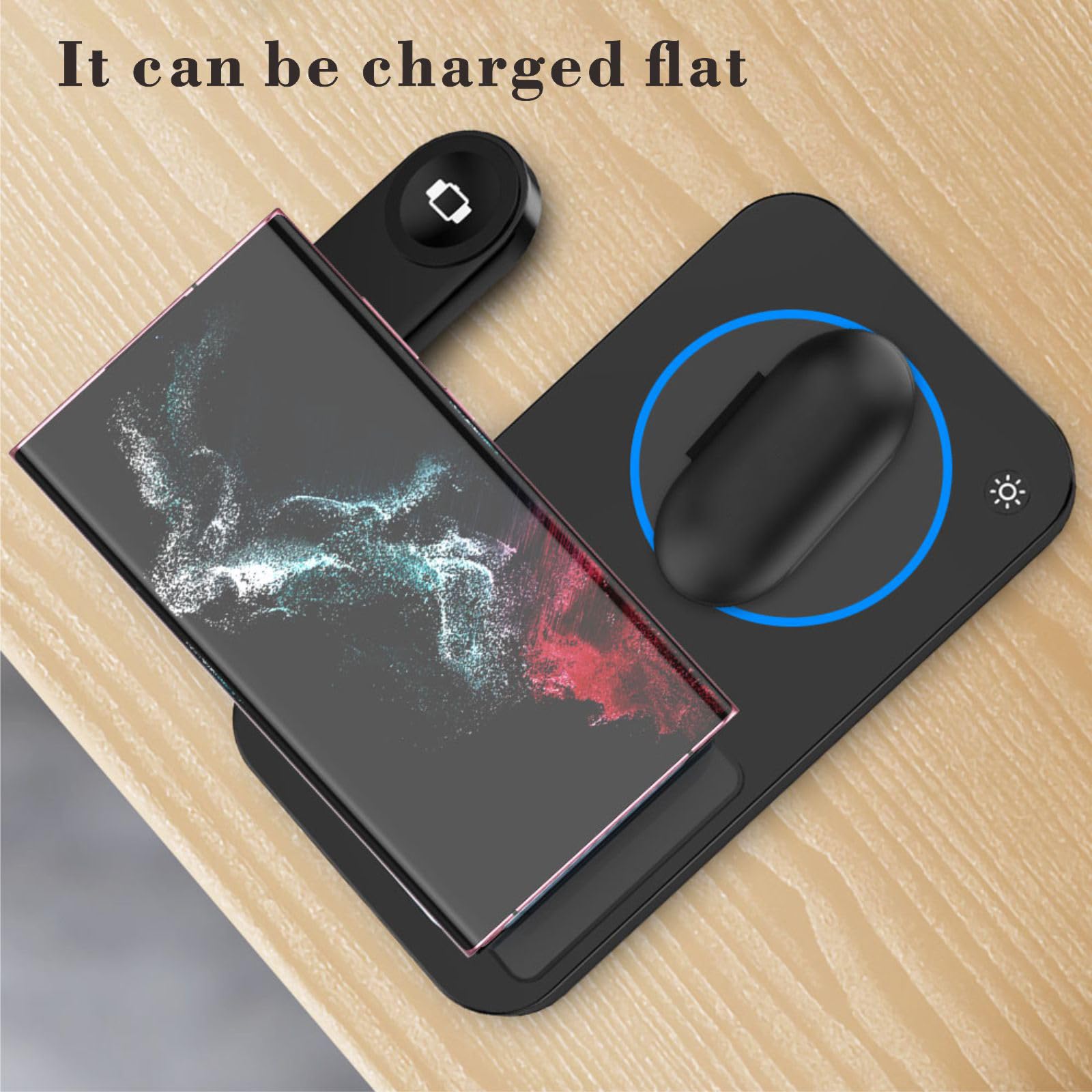 3-in-1 Foldable Fast Wireless Charging Station for Samsung Galaxy Z Flip 5/4, Z Fold 5/4, S24/S23/S22 Ultra, Watch 6/5/4 & Buds - Multi-Device Charger Stand for Home, Office & Travel