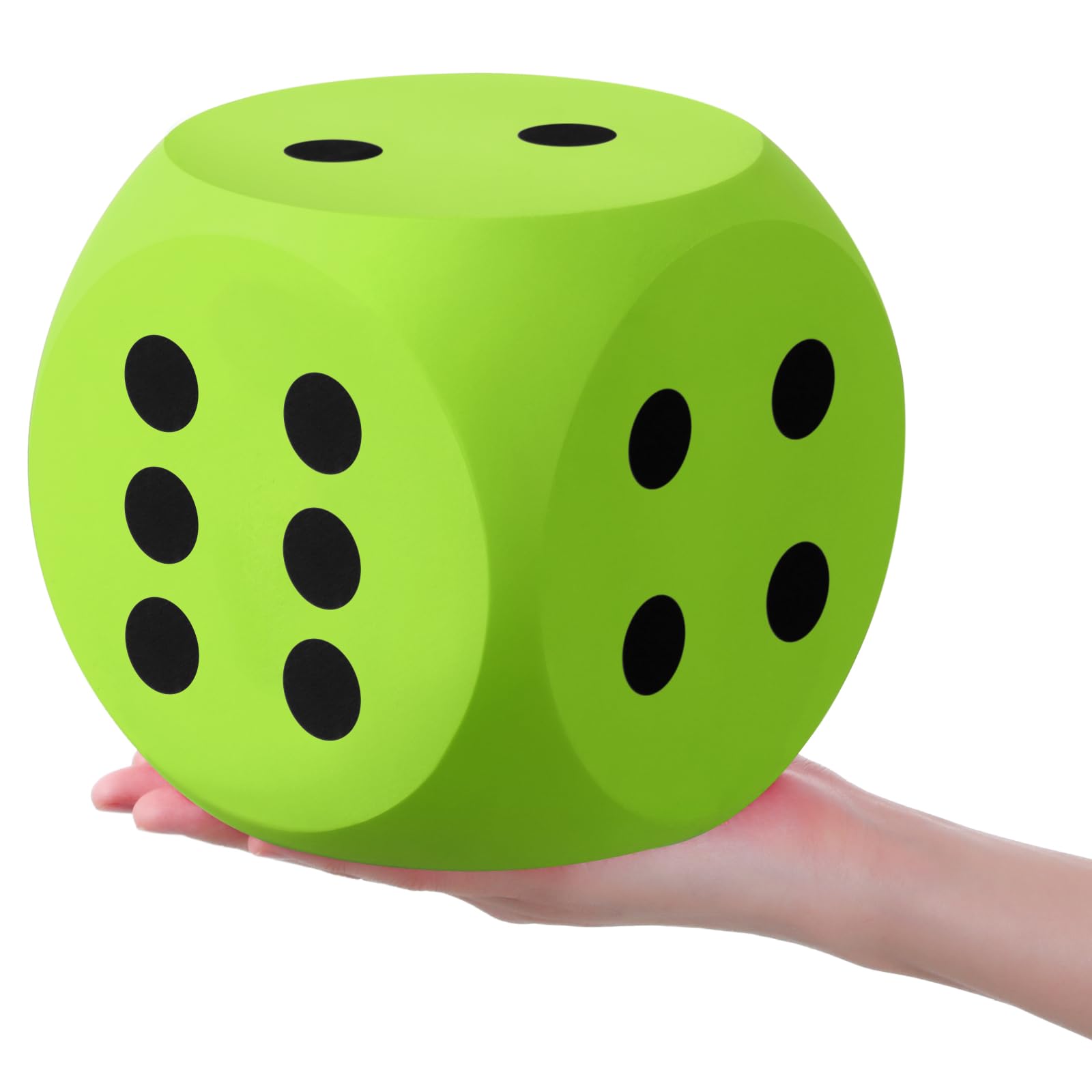 Shappy 6 Inch Large Foam Dice Set - Fun Educational Toy for Kids & Adults, Giant Soft EVA Foam Cube for Game Nights, Math Learning, Classroom Activities, Party Decor (Green, 1 Piece) - Perfect for Family Game Nights, School Math Lessons, and Kawaii Room Decor