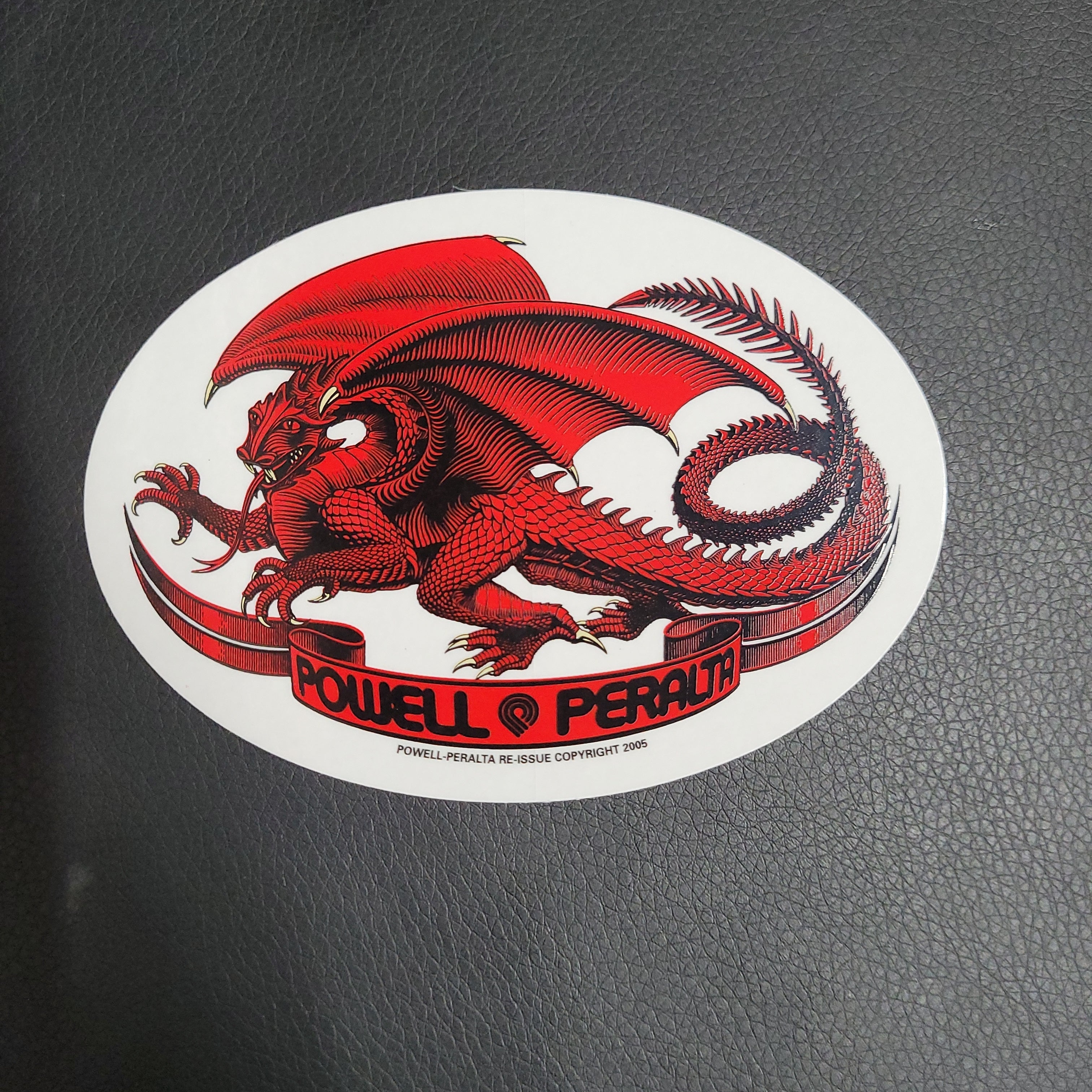 Powell Peralta Classic Oval Dragon Sticker - Red Decal for Skateboards, Laptops & DIY Projects - High-Quality Vinyl Decal for Skateboard Enthusiasts