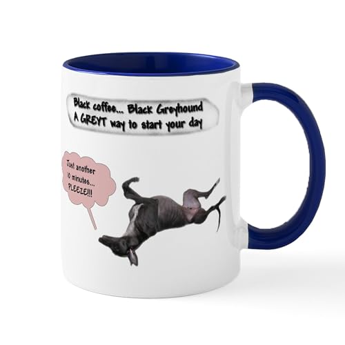 White/Navy Inside - Black Coffee Black Snoozin' Greyhound Mug