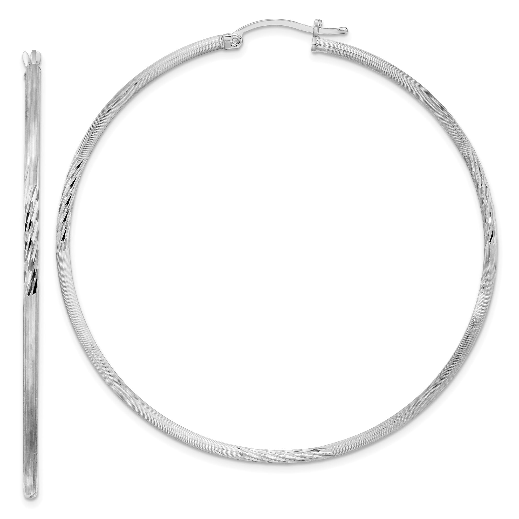 925 Sterling Silver 2mm Round Extra Large Hoop Earrings for Women - Hypoallergenic Dainty Minimalist Jewelry - Perfect for Everyday Wear, Parties & Special Occasions