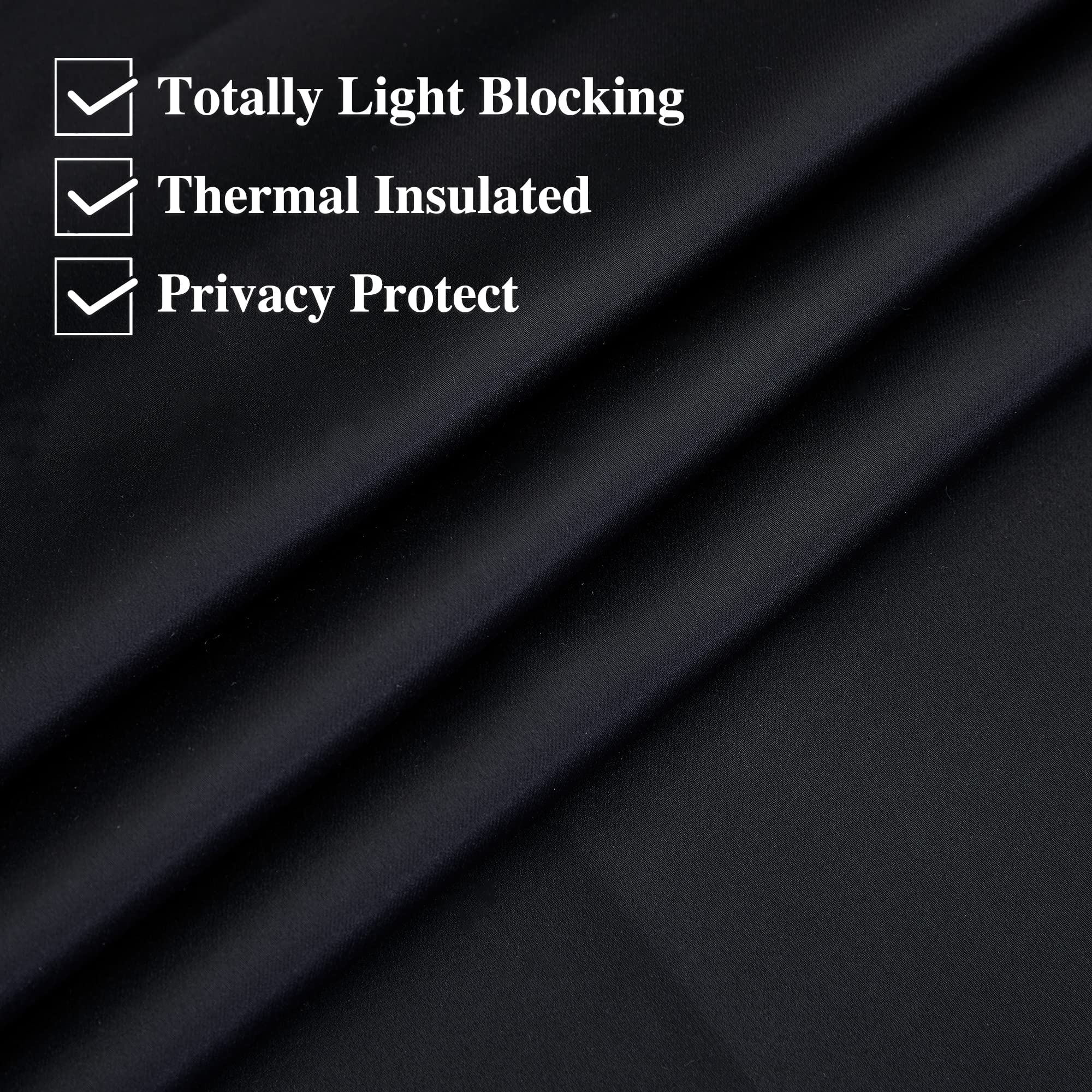 Blackout Door Curtains for French Doors - Adjustable Thermal Insulated Privacy Shades with Suction Cups - Perfect for Garage Doors, Storage Rooms & RV Campers - Solid Black (23