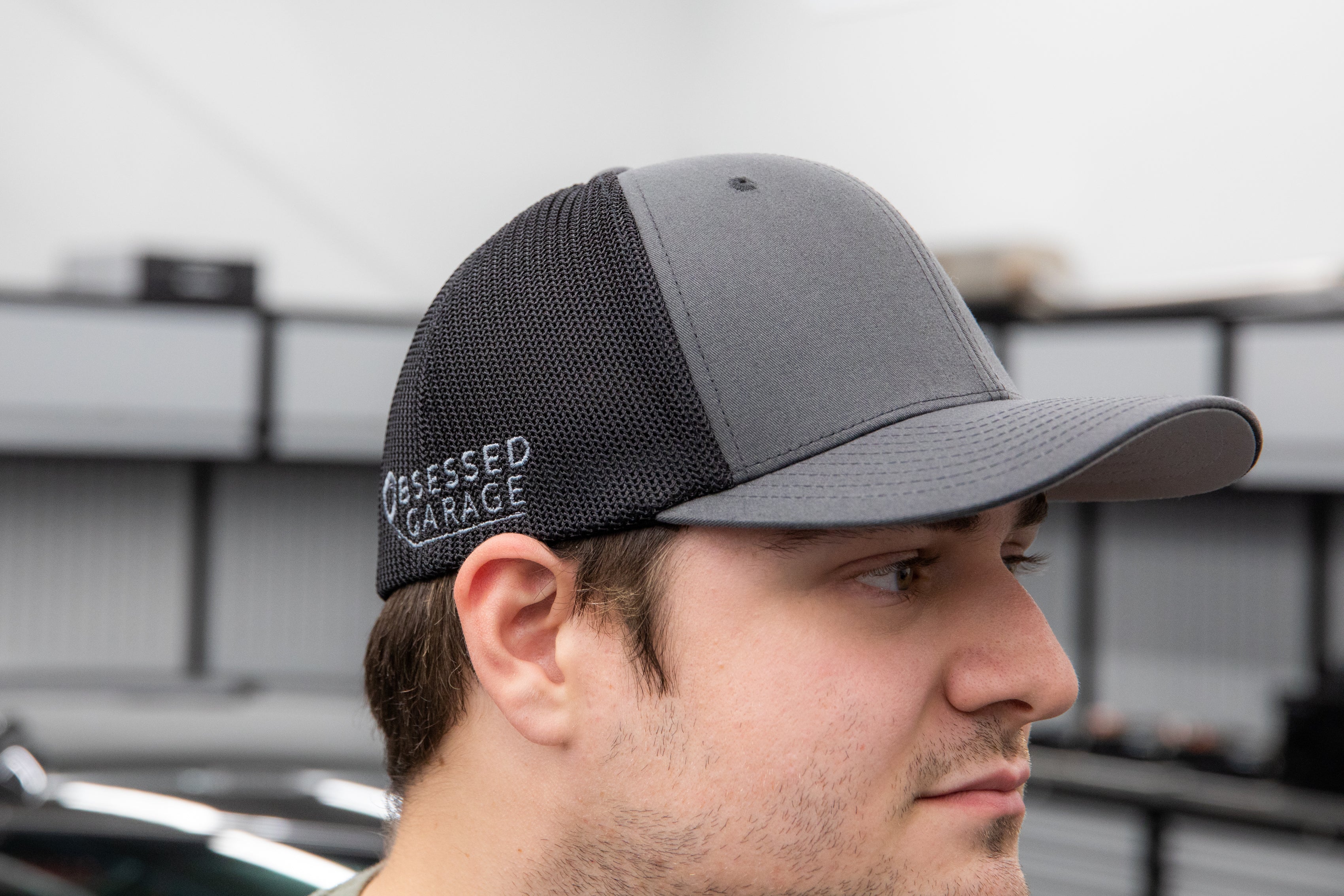 Obsessed Garage Raised Hex Hat Flexfit - Premium Adjustable Baseball Cap for Men & Women - Perfect for Outdoor Activities, Sports, and Casual Wear
