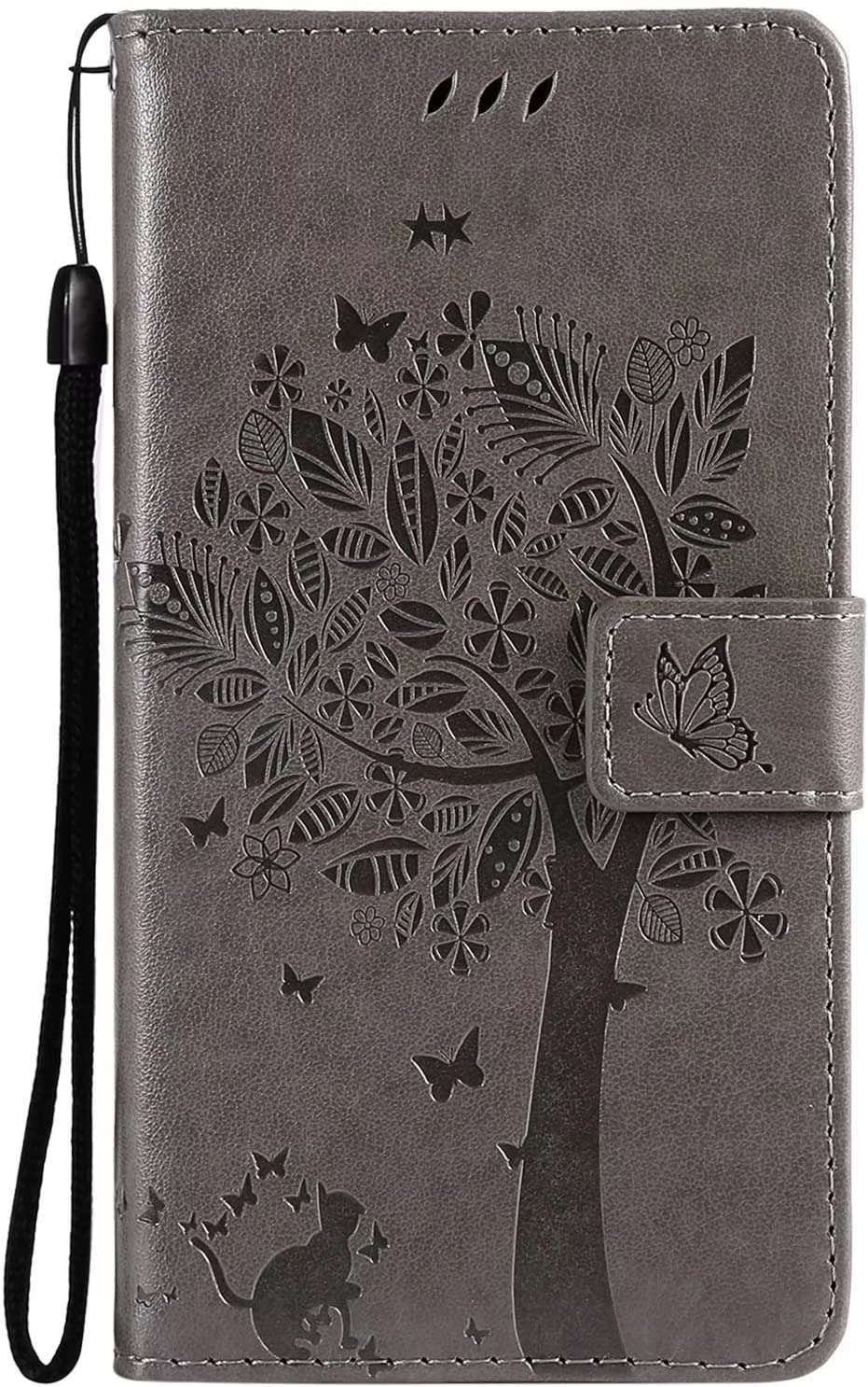 Premium Samsung Galaxy C7 Wallet Case - Shockproof TPU Interior & Stylish PU Leather Flip Cover with Card Slots | Perfect for Daily Use, Travel & Business Meetings (Grey)