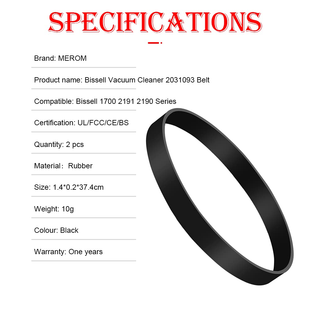 MEROM Vacuum Belt for Bissell PowerForce Helix 2191U 2191 - 2 Pack for Home Cleaning