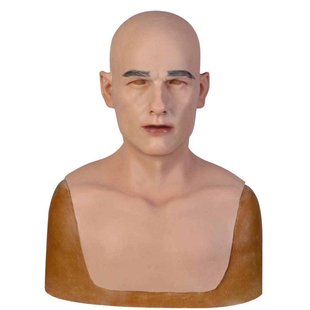 Realistic Silicone Middle-Aged Man Mask - Handmade Cosplay Halloween Costume Accessory for Parties, Horror Events & Theatrical Performances