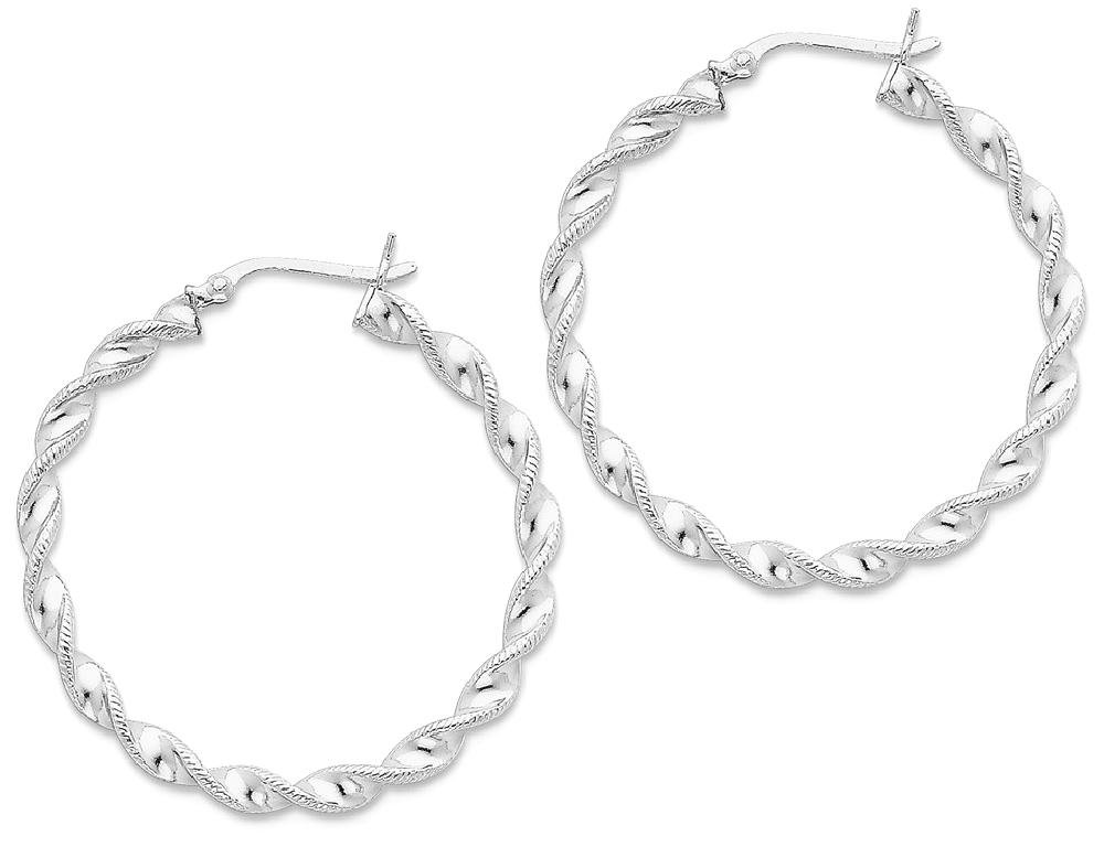 925 Sterling Silver Twisted 3.5x40mm Round Large Hoop Earrings for Women - Trendy Chunky Statement Jewelry for Everyday Wear & Special Occasions