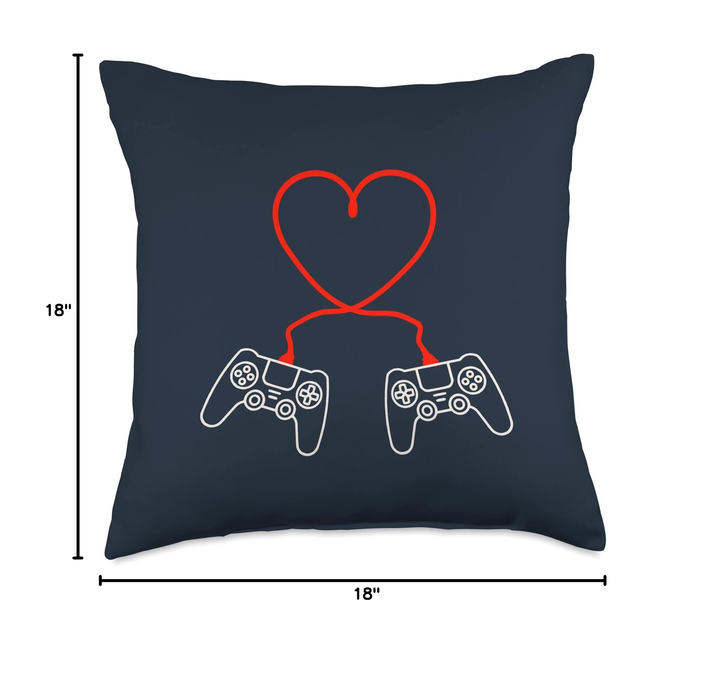 Valentine's Day Gifts for Gamers - Cute Heartbeat Throw Pillow with Video Game Design - Perfect for Couples, Gamer Gifts & Home Decor