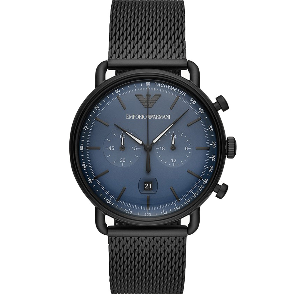 Emporio Armani AR11201 Men's Aviator Chronograph Watch - Luxury Stainless Steel Timepiece for Business, Casual & Formal Occasions